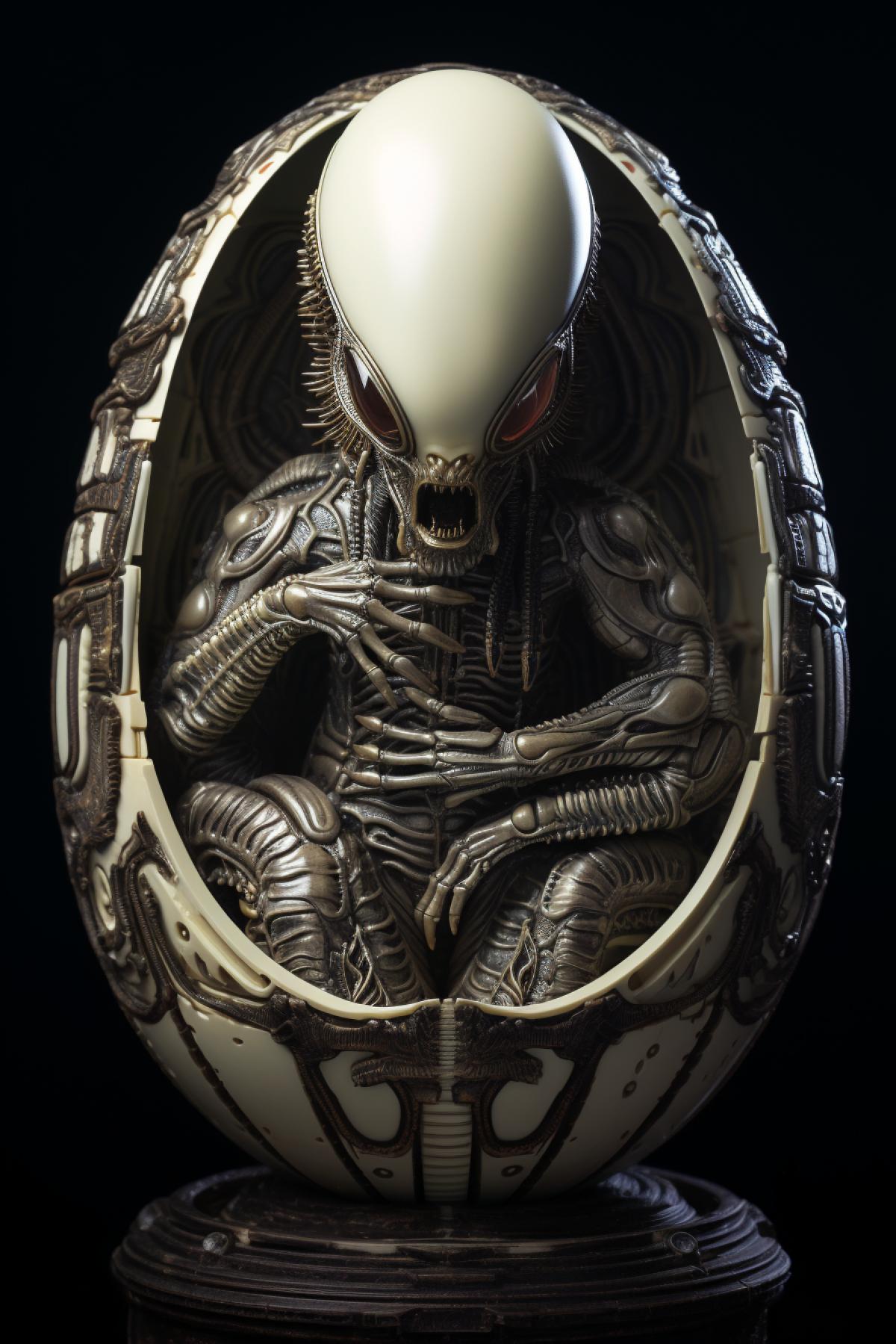 Xenomorph climbs out of a matryoshka doll, Nested Doll Artistry, alien movie by ridley scott, highly detailed, photorealistic, octane render