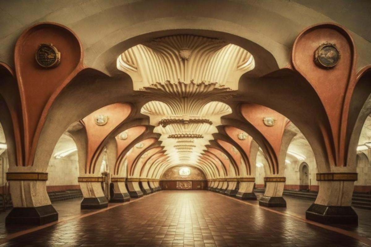 incredibly beautiful Soviet metro station, professional photography