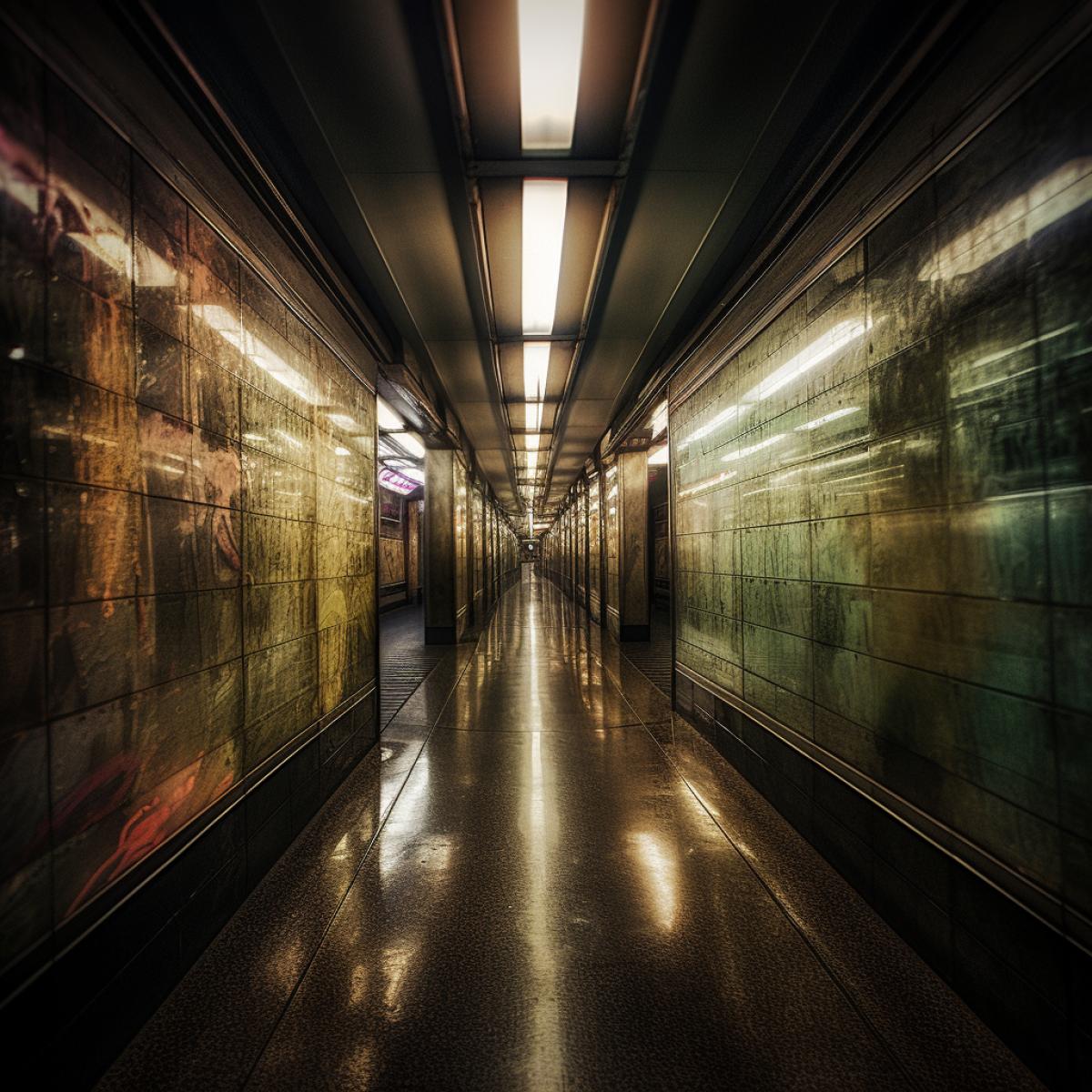 Subway, glass, parallel dimension, flickering, glare, good fairy spirits