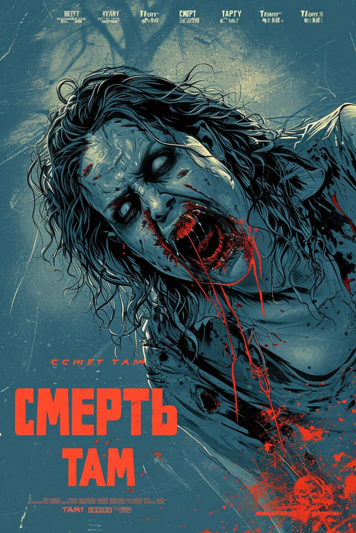 Horror movie poster \"CMEPTb TAM\"