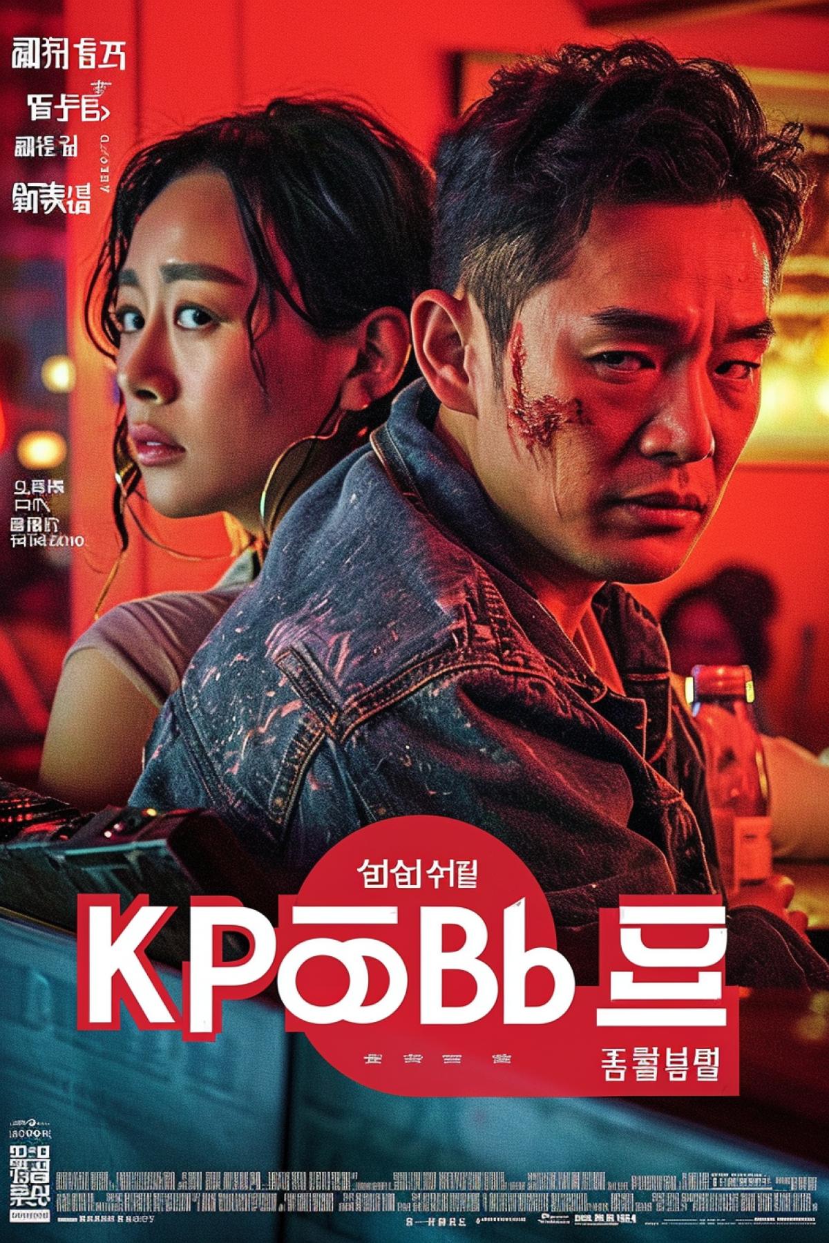 Red colours movie poster \"KPOBb\"