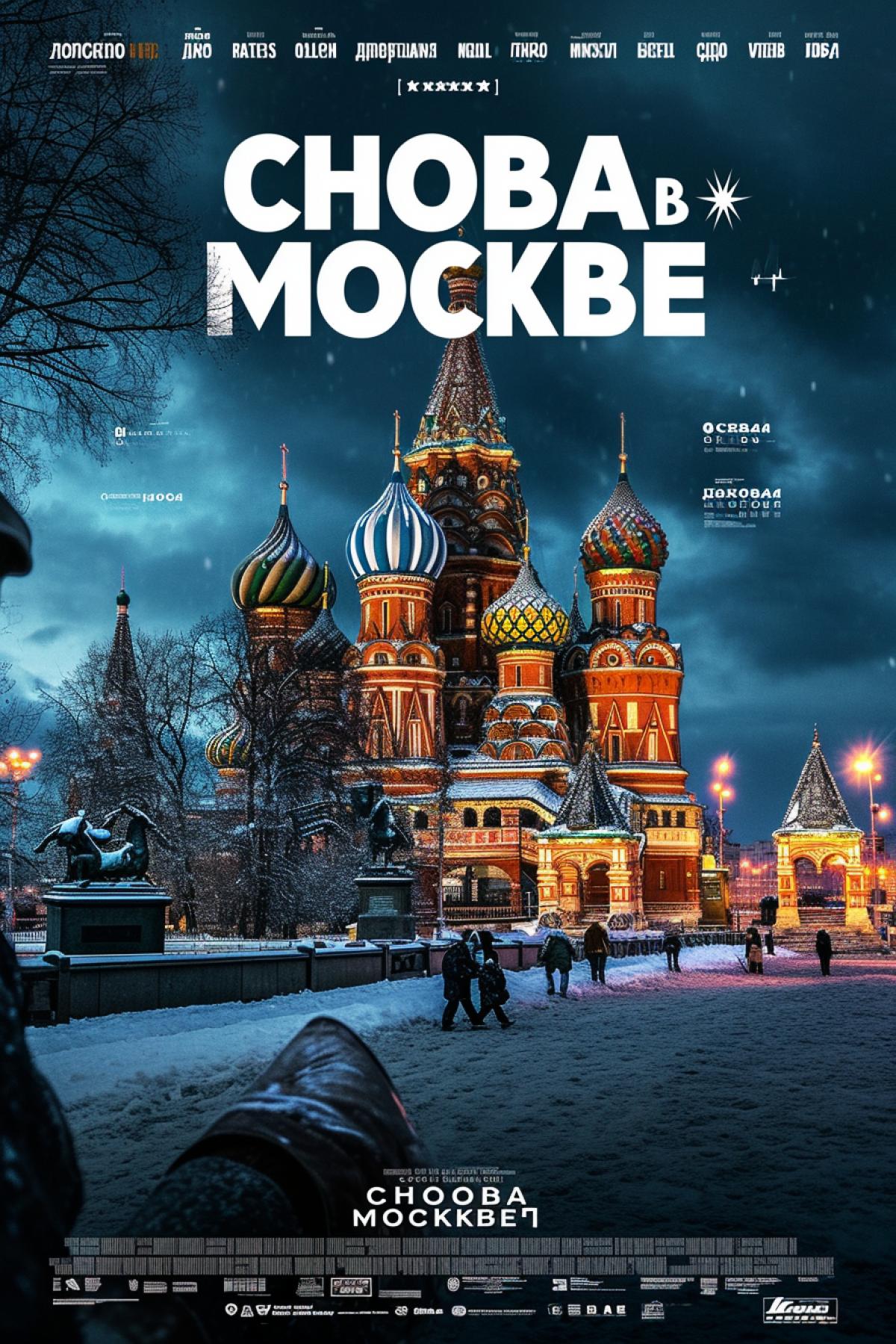Moscow cityscape motion picture poster \"CHOBA B MOCKBE\"