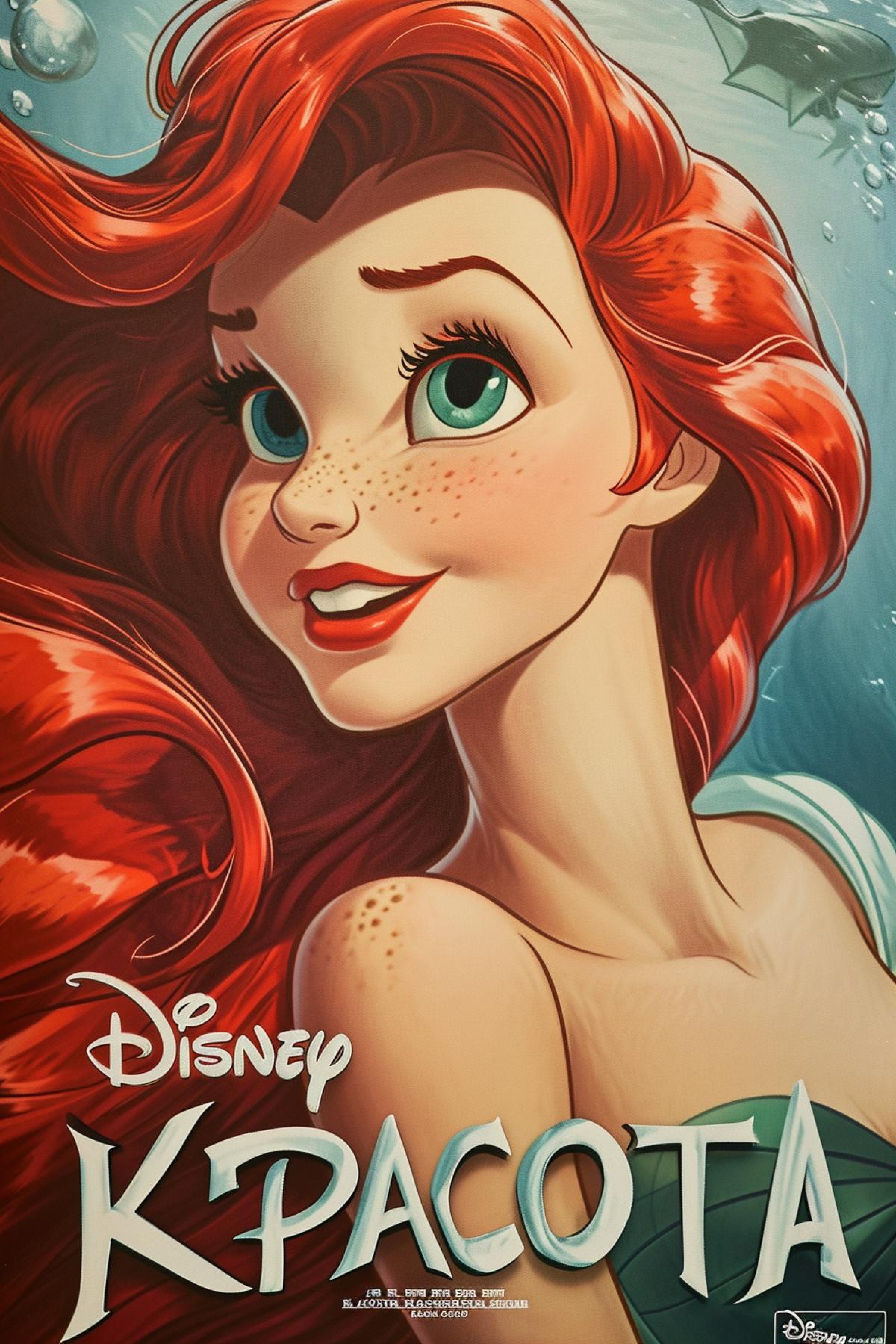 20-year-old beauty Disney cartoon poster \"KPACOTA\"