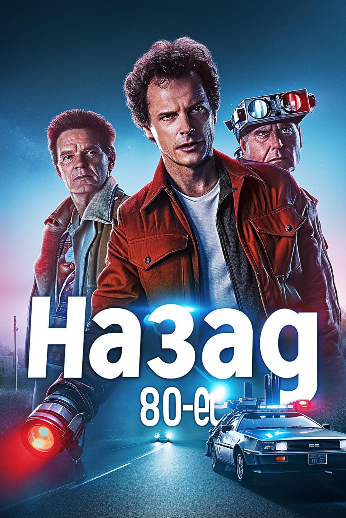 Poster Michael j fox as Marti and Christopher Lloyd as Doc brown in new drama entitled in big bold font \"Ha3ag B 80-e\"
