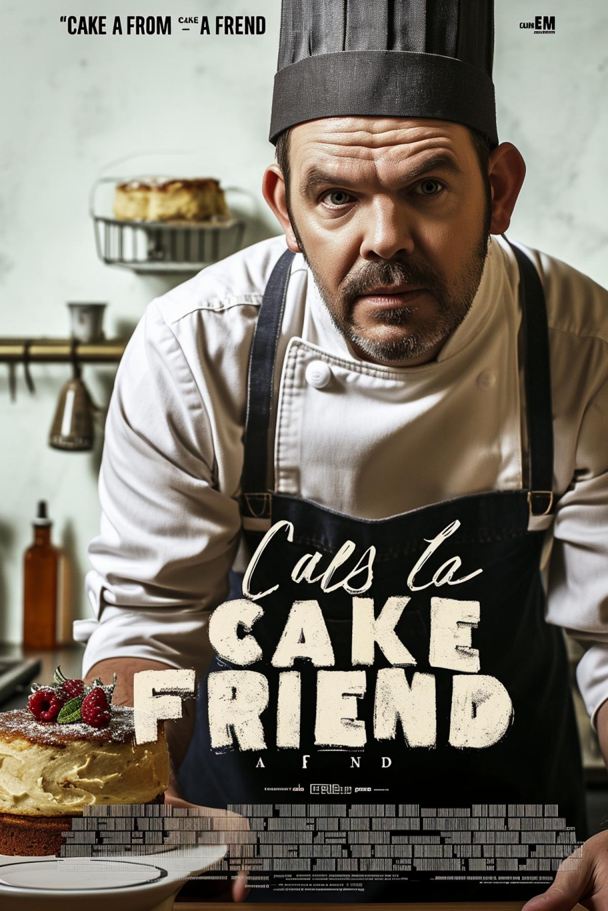 Poster for the film “CAKE FROM A FRIEND” about a hiter pastry chef