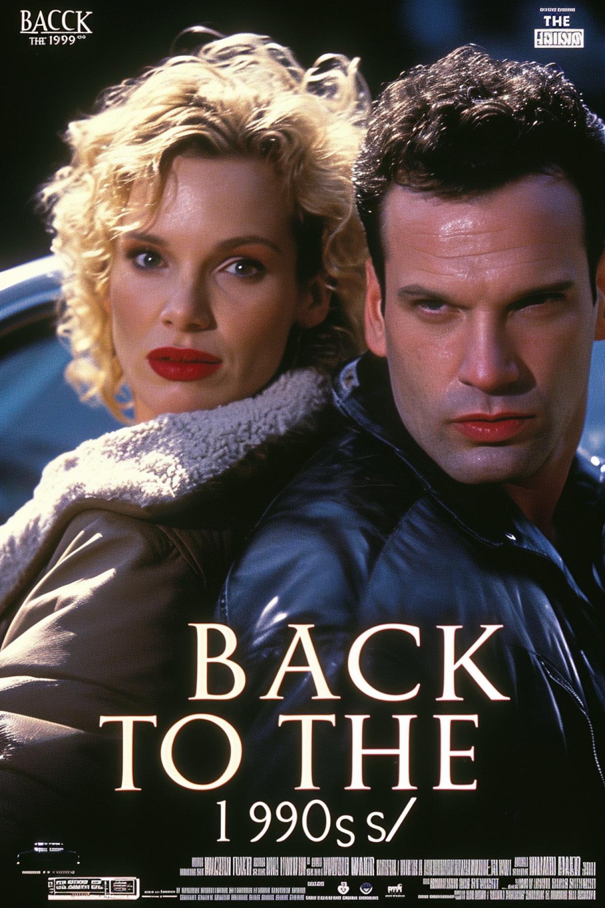 Poster of motion picture criminal drama with Uma Thurman and John Travolta title across the image \"BACK TO THE 1990s\"