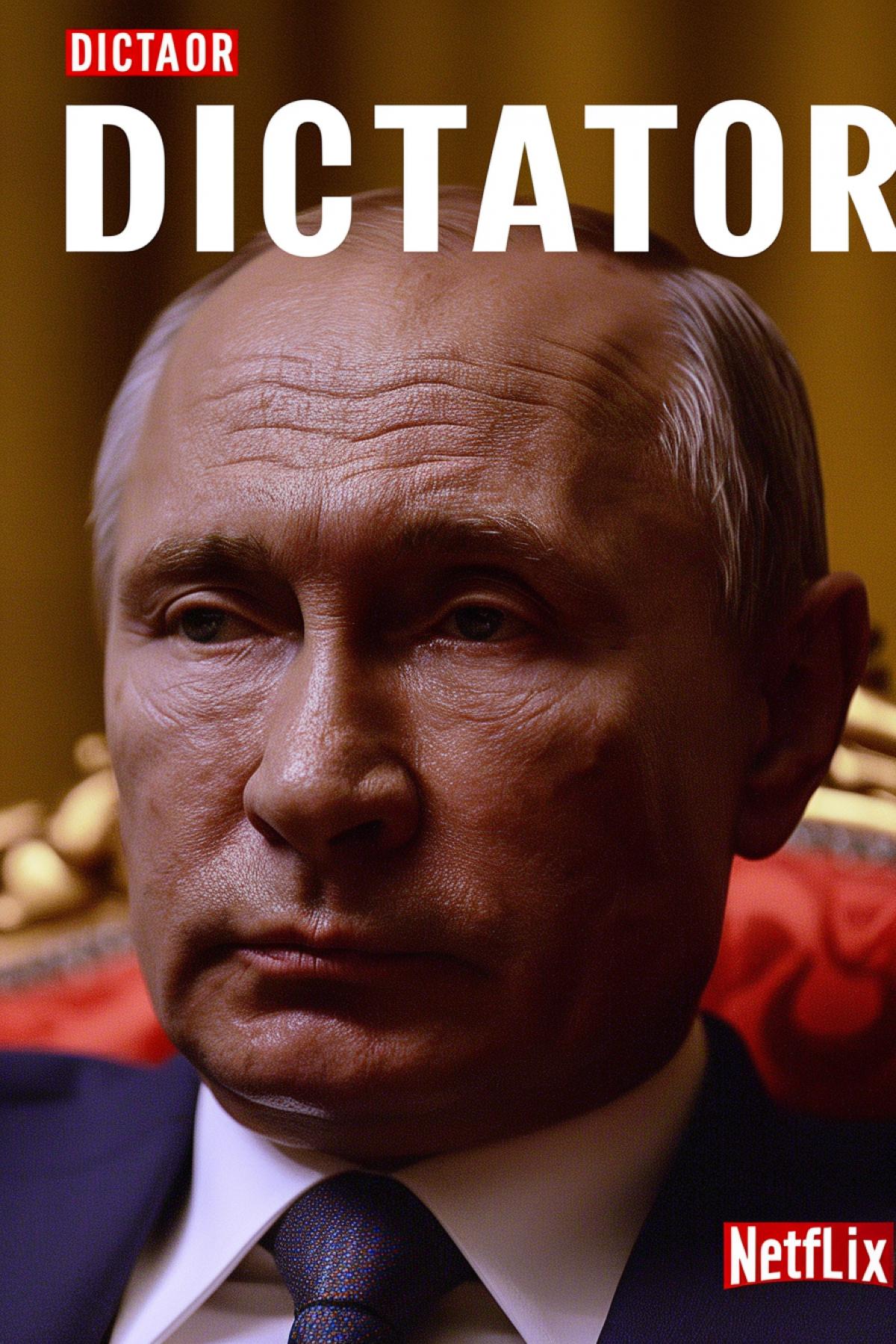 Vladimir Putin has dark skin, African dictator movie poster \"DICTATOR”, «Netflix” serial