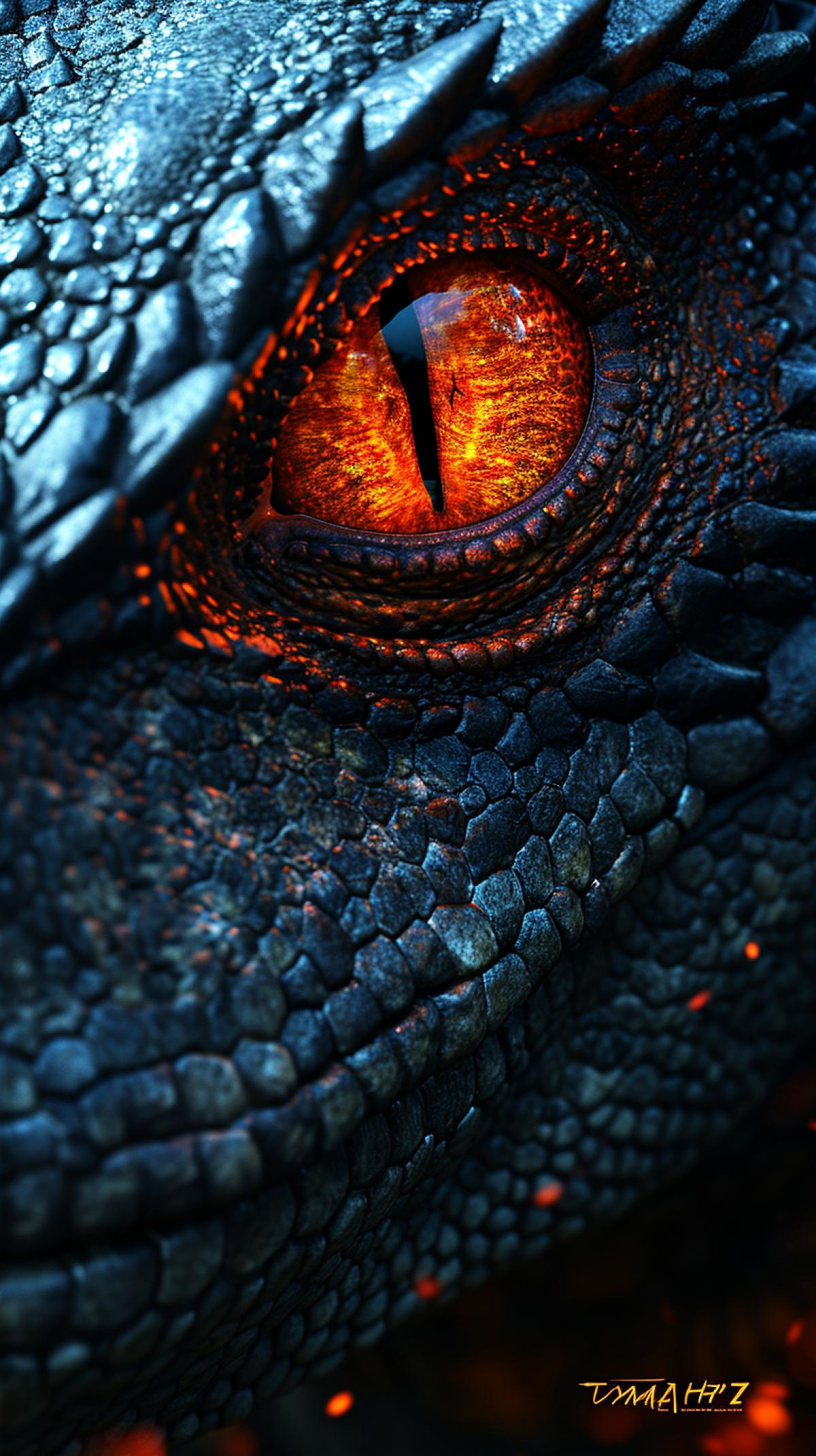 Movie poster, the poster has the title \"TYMAH\" in a fantasy style in red, the poster shows the face of a creepy dragon with shades of gray and red protruding from the fog and silvery haze, high quality, good detail