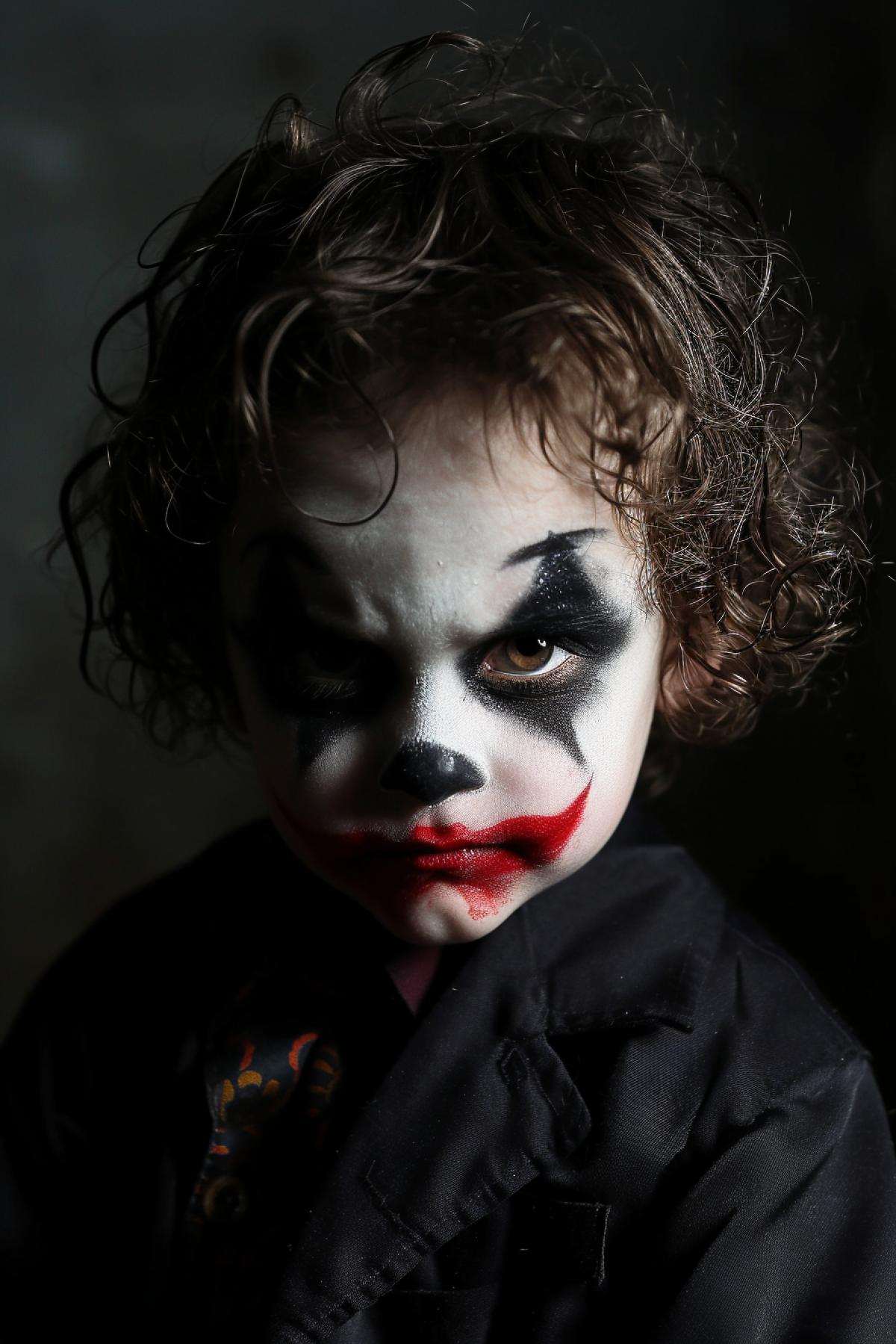 The Joker is three years old in gothic makeup