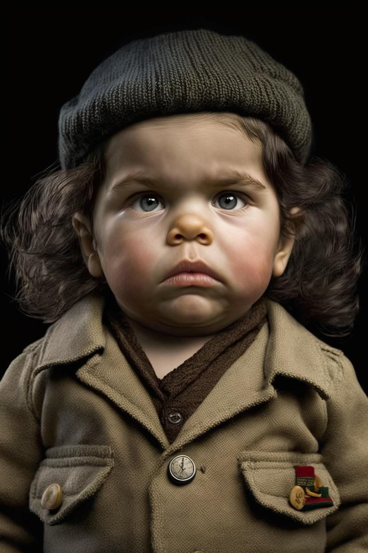Toddler Che Guevara, cute, photorealistic