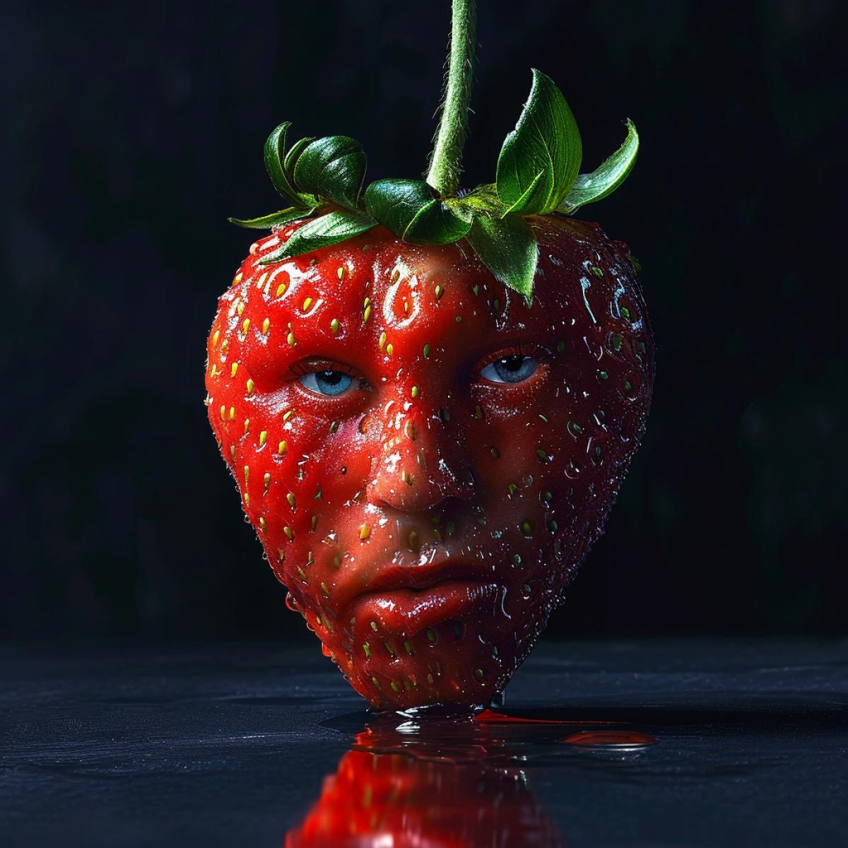 strawberry with a face, temptation