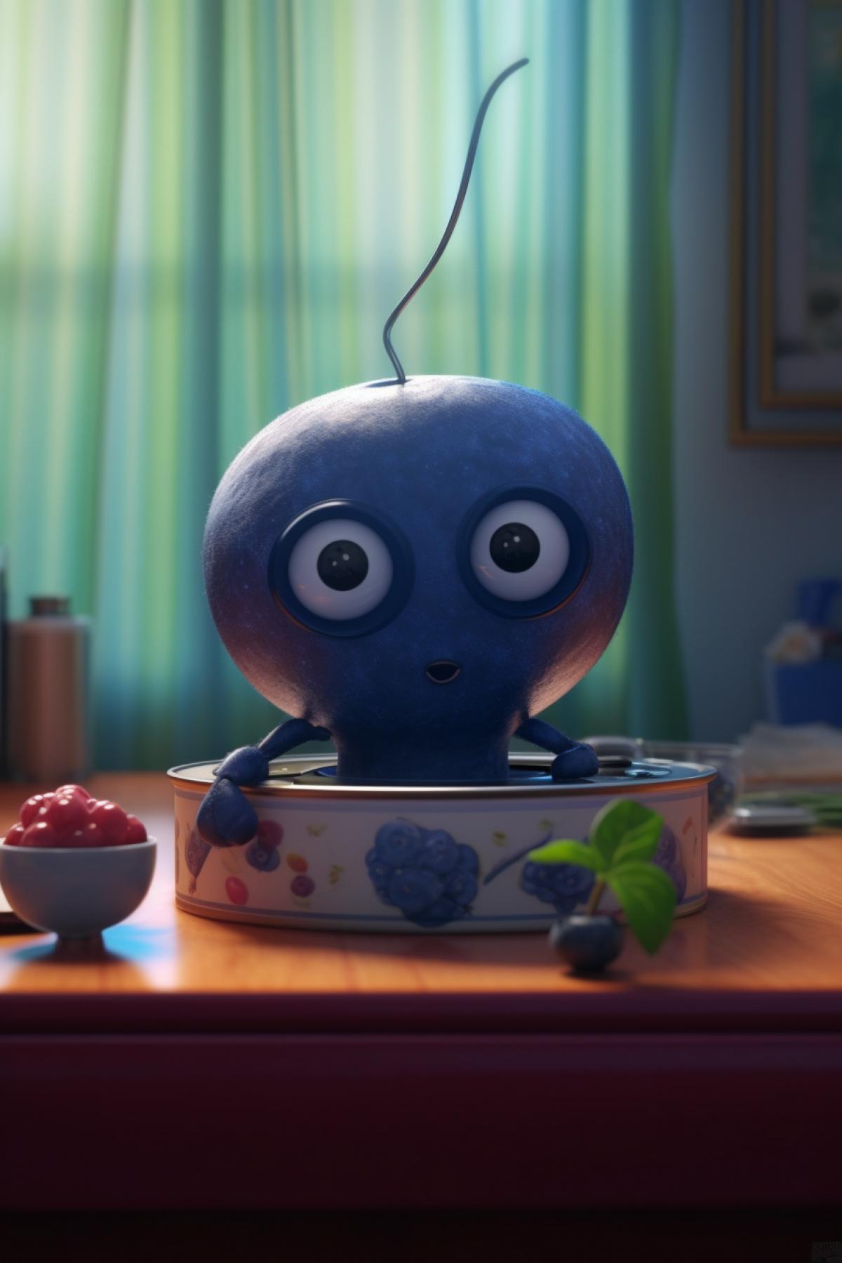 One bob of a revived blueberry sits on a reel and cries