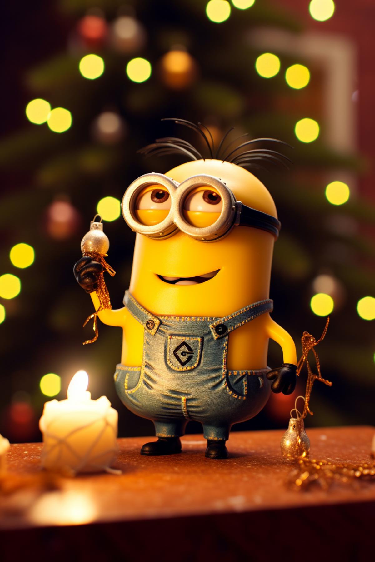 Minions decorate the Christmas tree