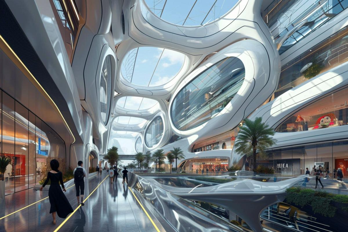 Shopping center project, urbanism, futurism, unusual