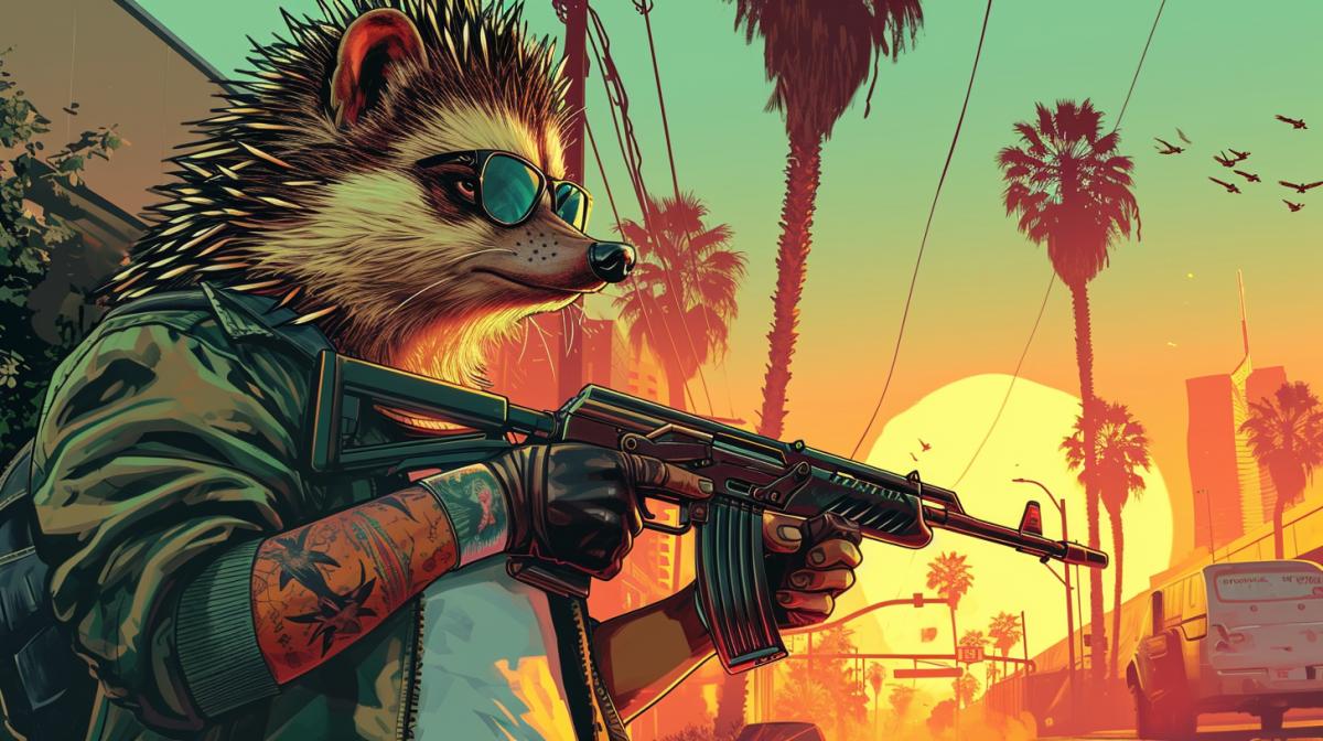 Wallpaper GTA 5, hip-hop style, 2 hedgehogs and with a gun