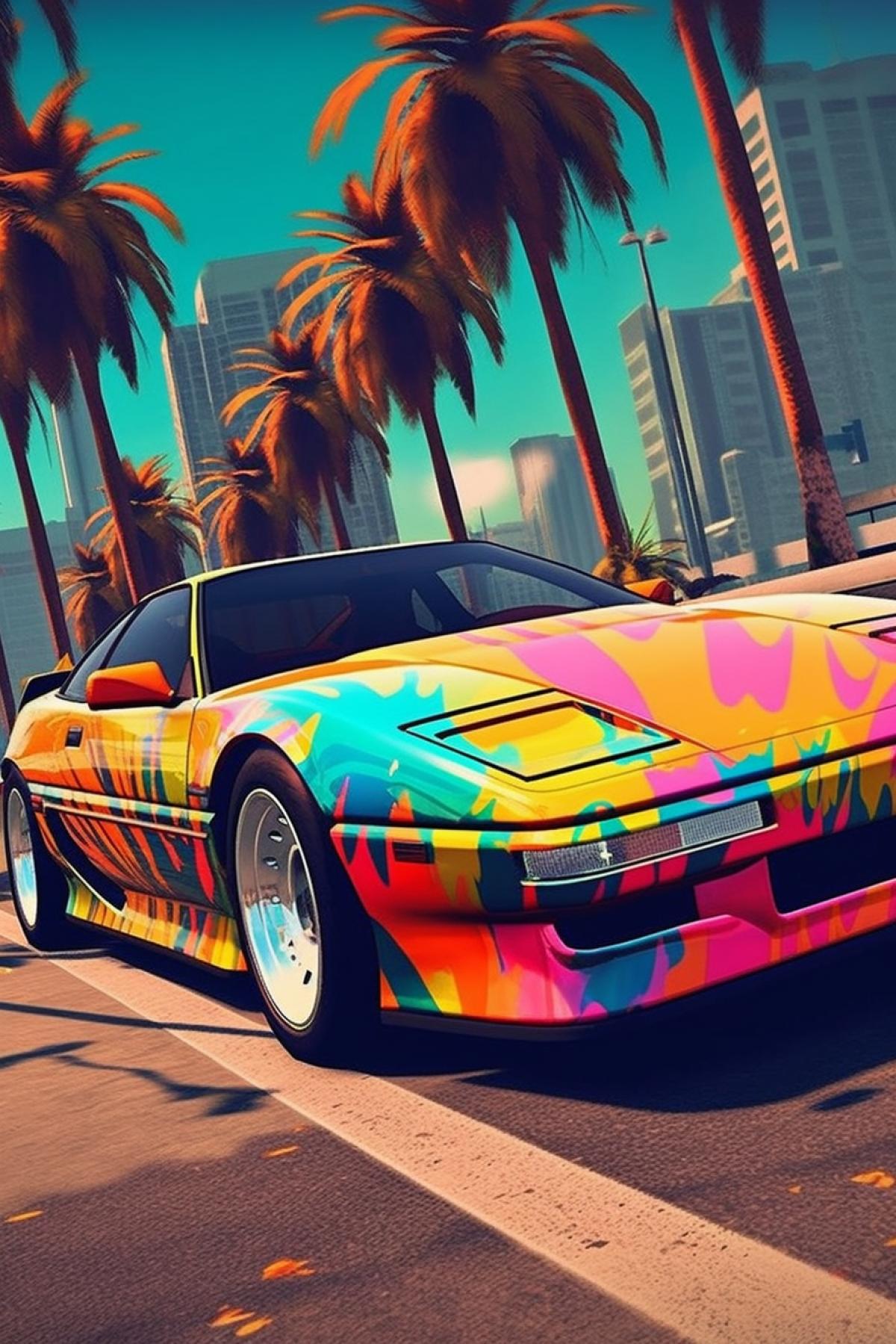 Multi-colored car in GTA style