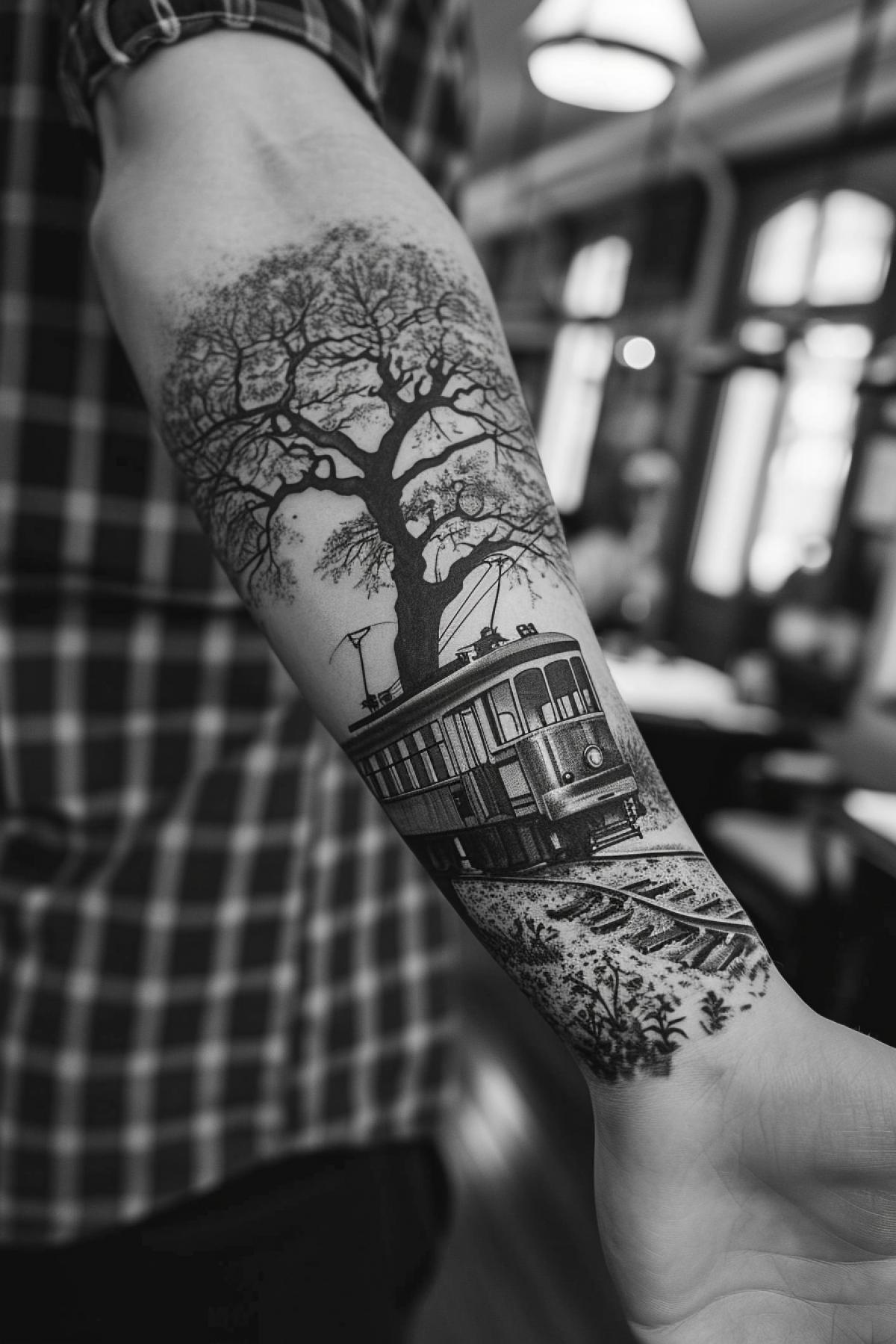 Girl with a tram tattoo