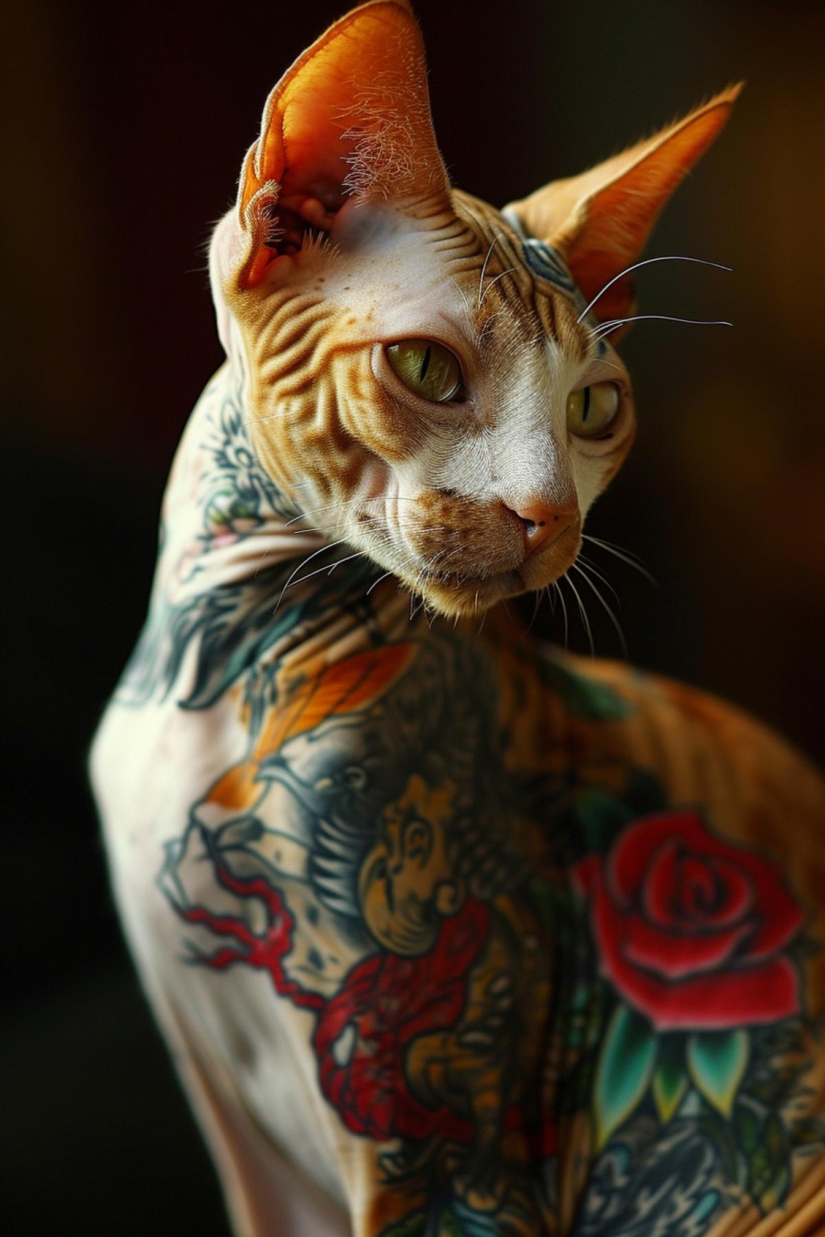 Tough tattooed phoenix cat