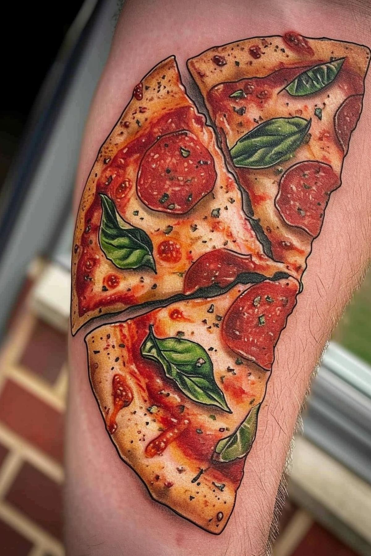 Bright large cheese tattoo