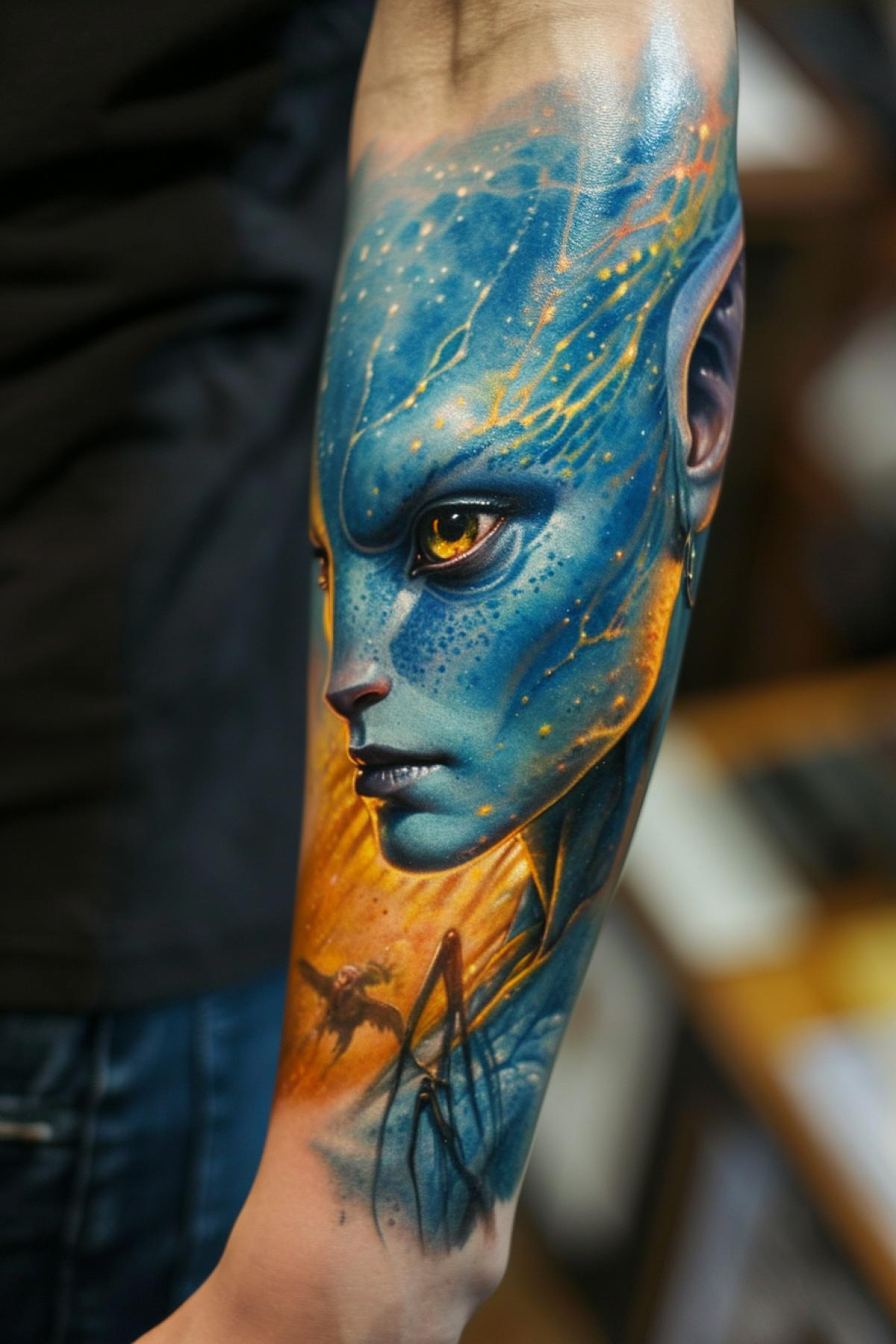tattoo in the style of the movie Avatar