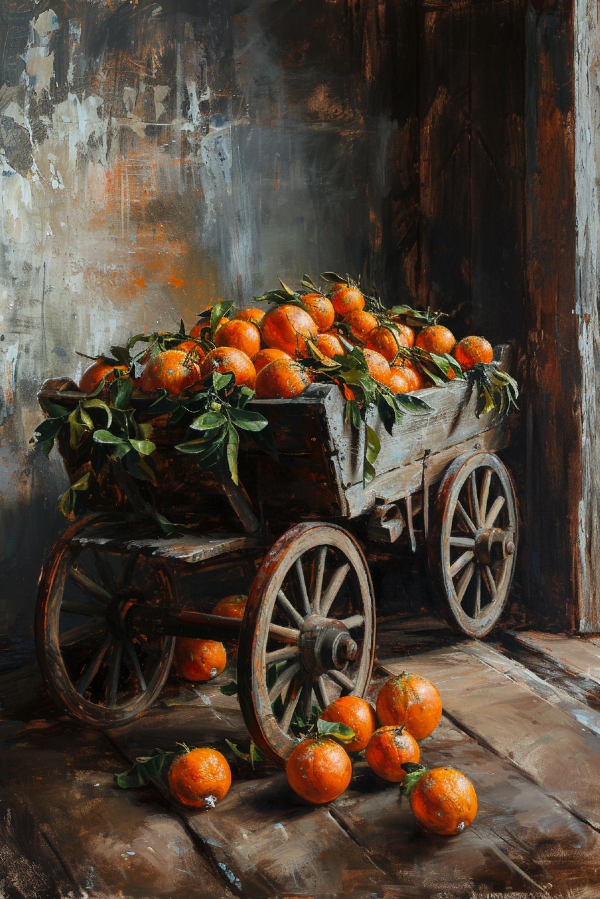 Wagon with tangerines