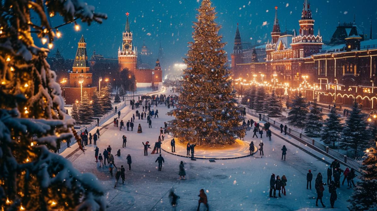Round dance around the New Year tree on Moscows Red Square