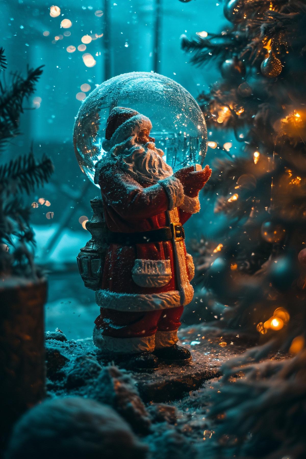 New Year on another planet. parallel dimension, holiday, Christmas tree, Santa Claus. reality distortion