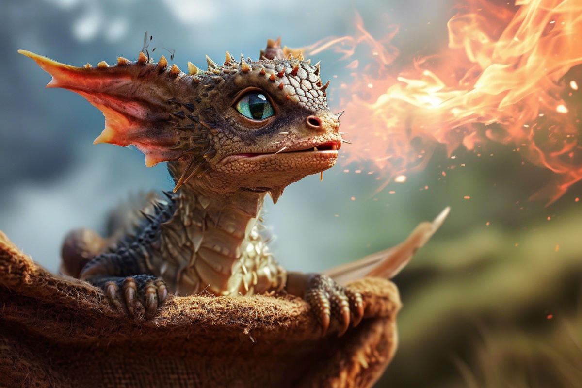 A cute little dragon learns to breathe hellfire.