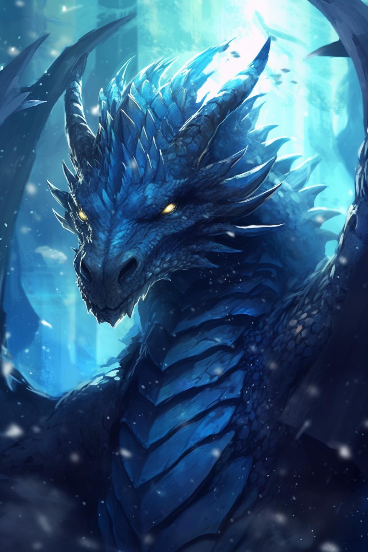 Good blue dragon in anime style