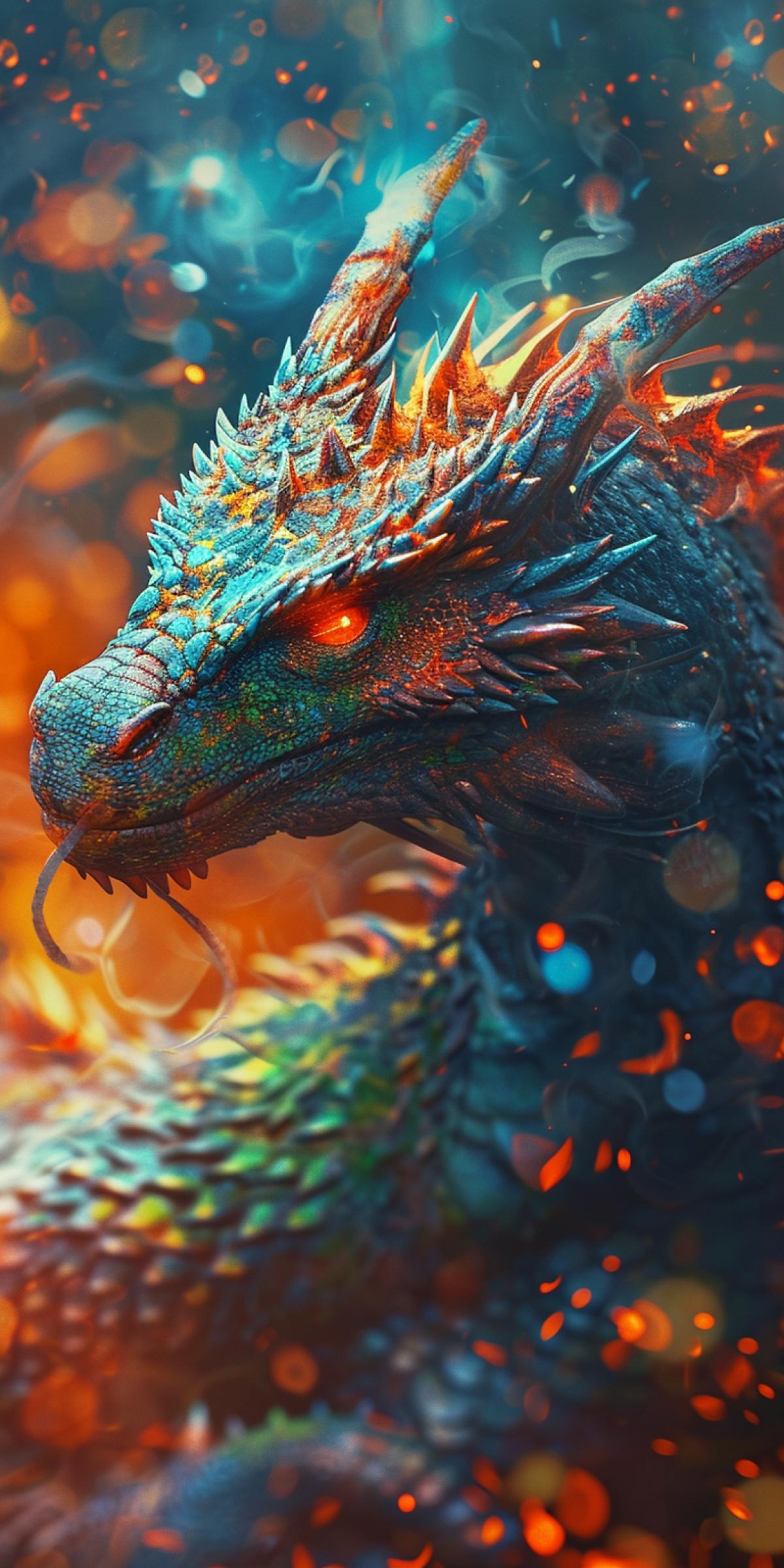 colorful fantasy dragon, professional photography, cinematic light, phantasmagoria, breathtaking beauty
