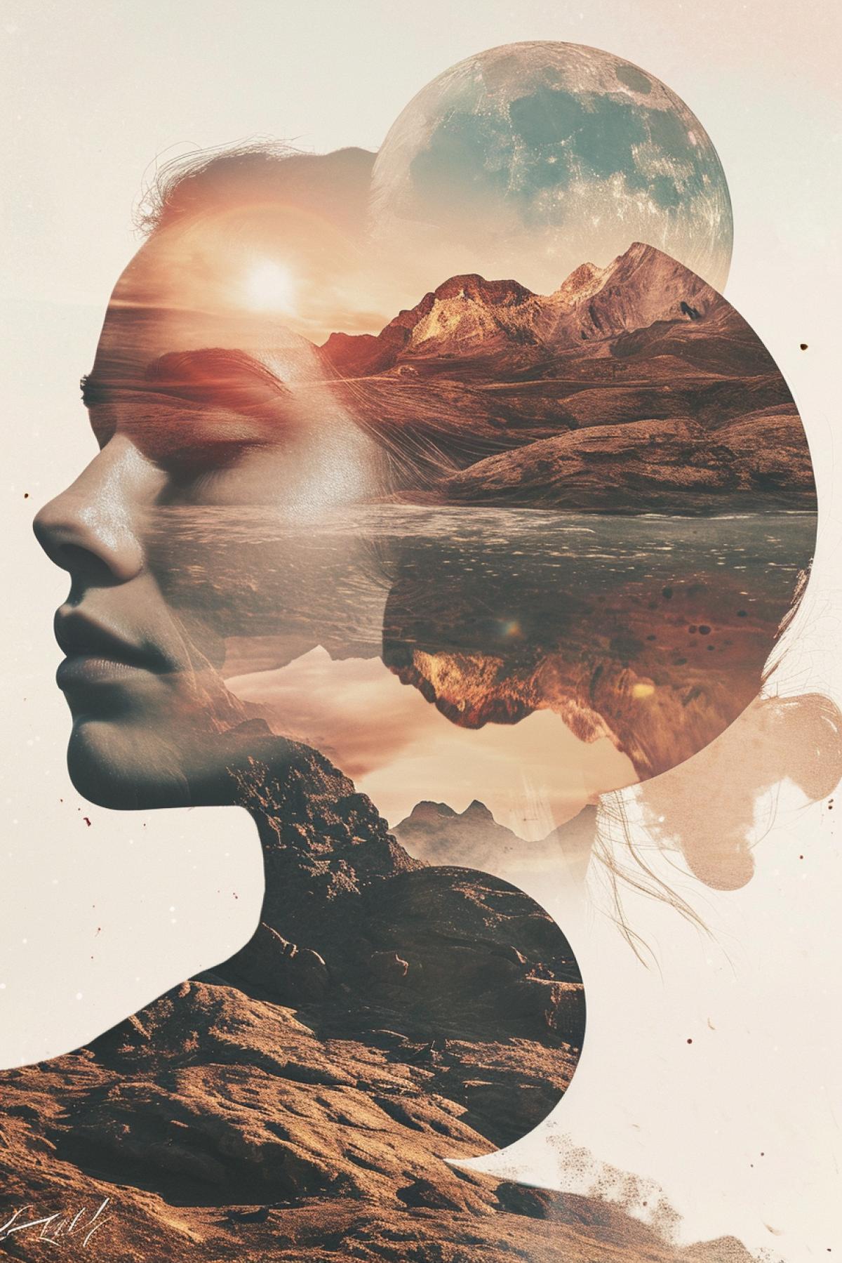 Double exposure, planets, parallel dimension, reality distortion