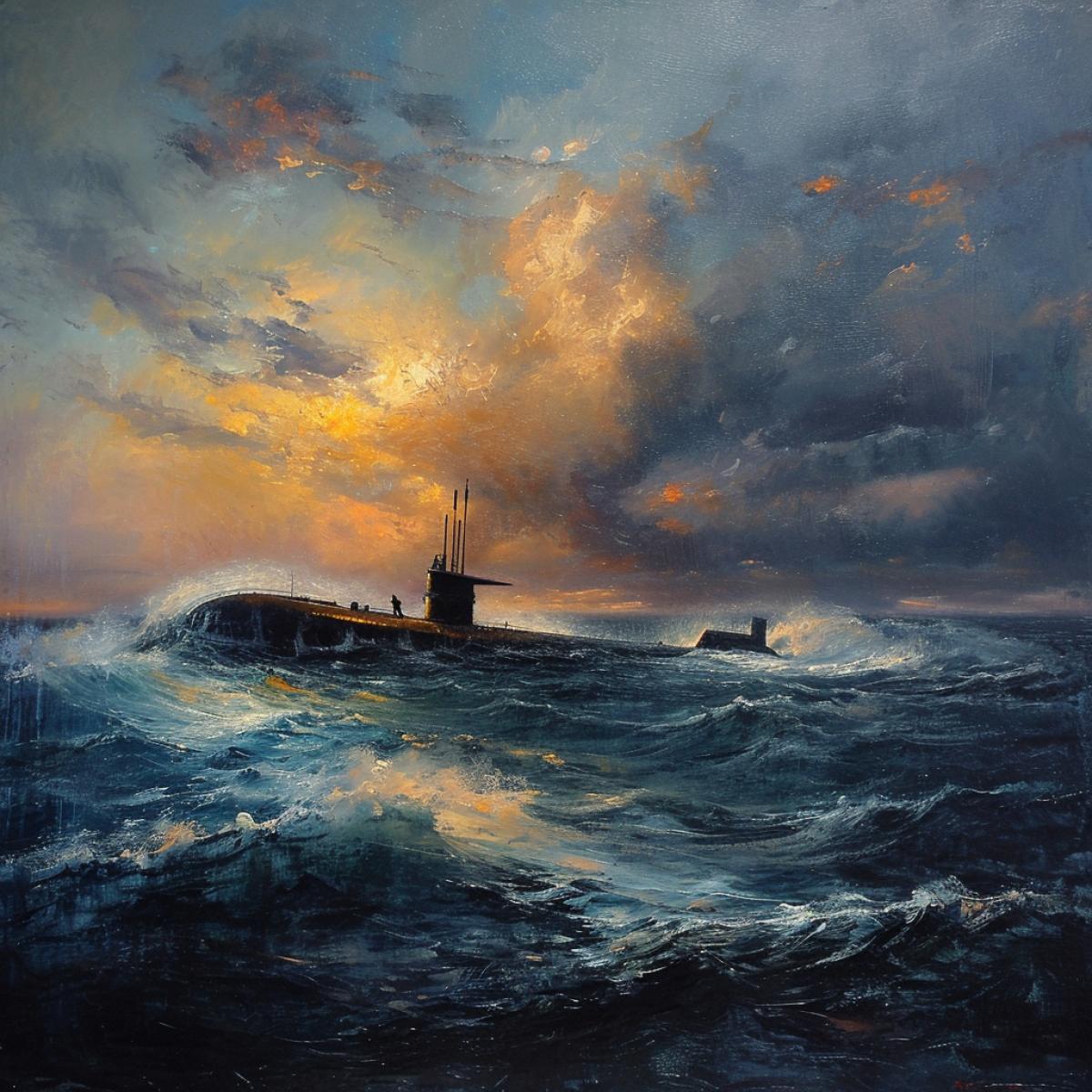 Submarine in the style of Aivazovsky