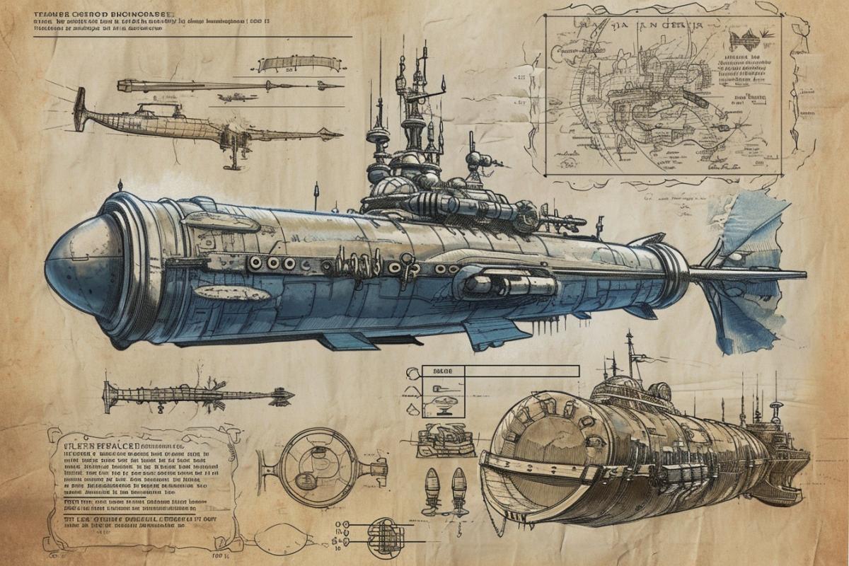 Fantastic Submarine, game layout design sheet,