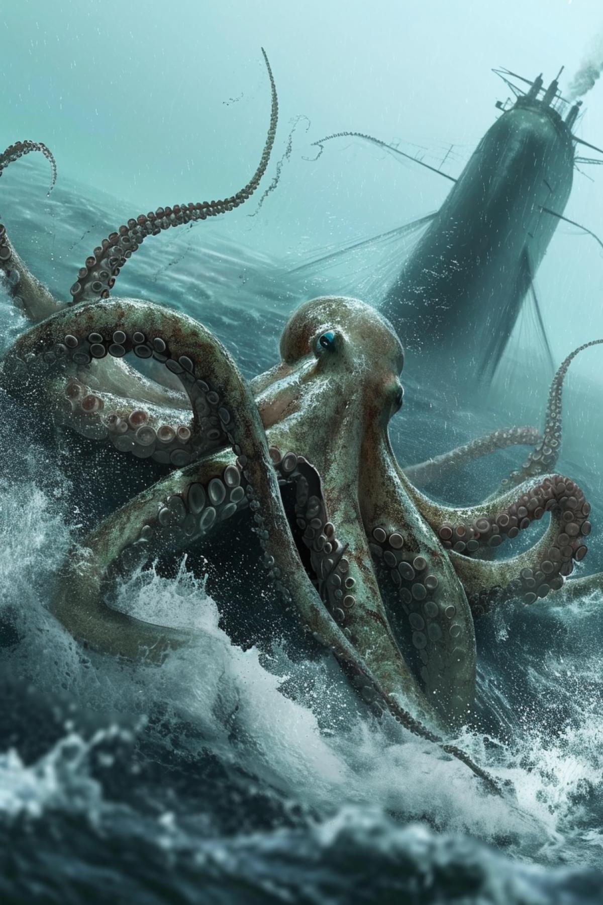 Giant squid grabbed submarine in storming sea