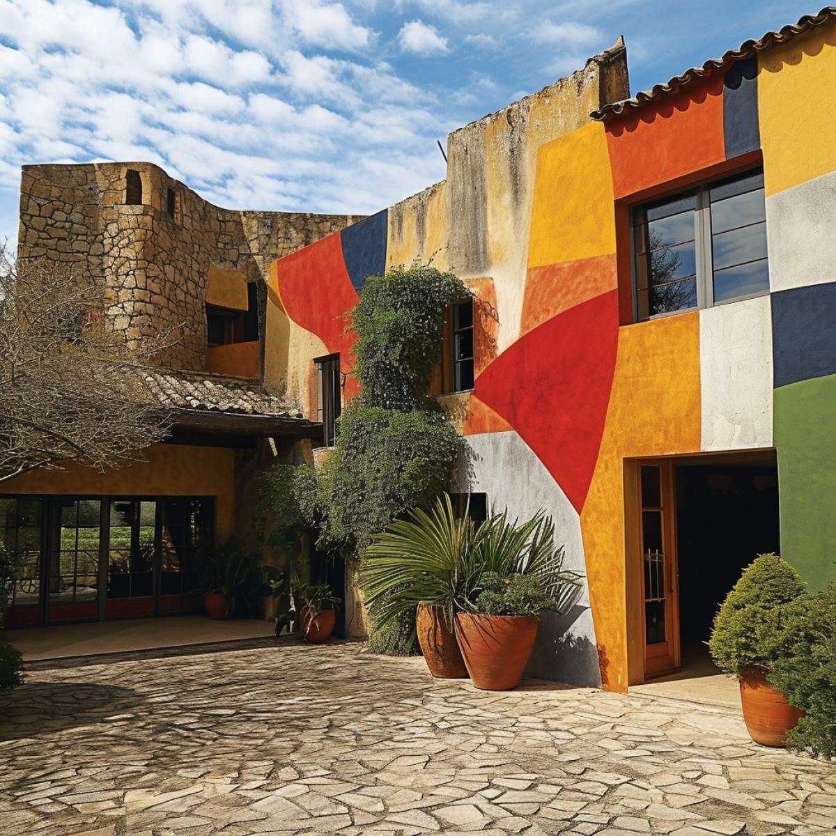 Country house with architecture in the style of paintings by Pablo Picasso