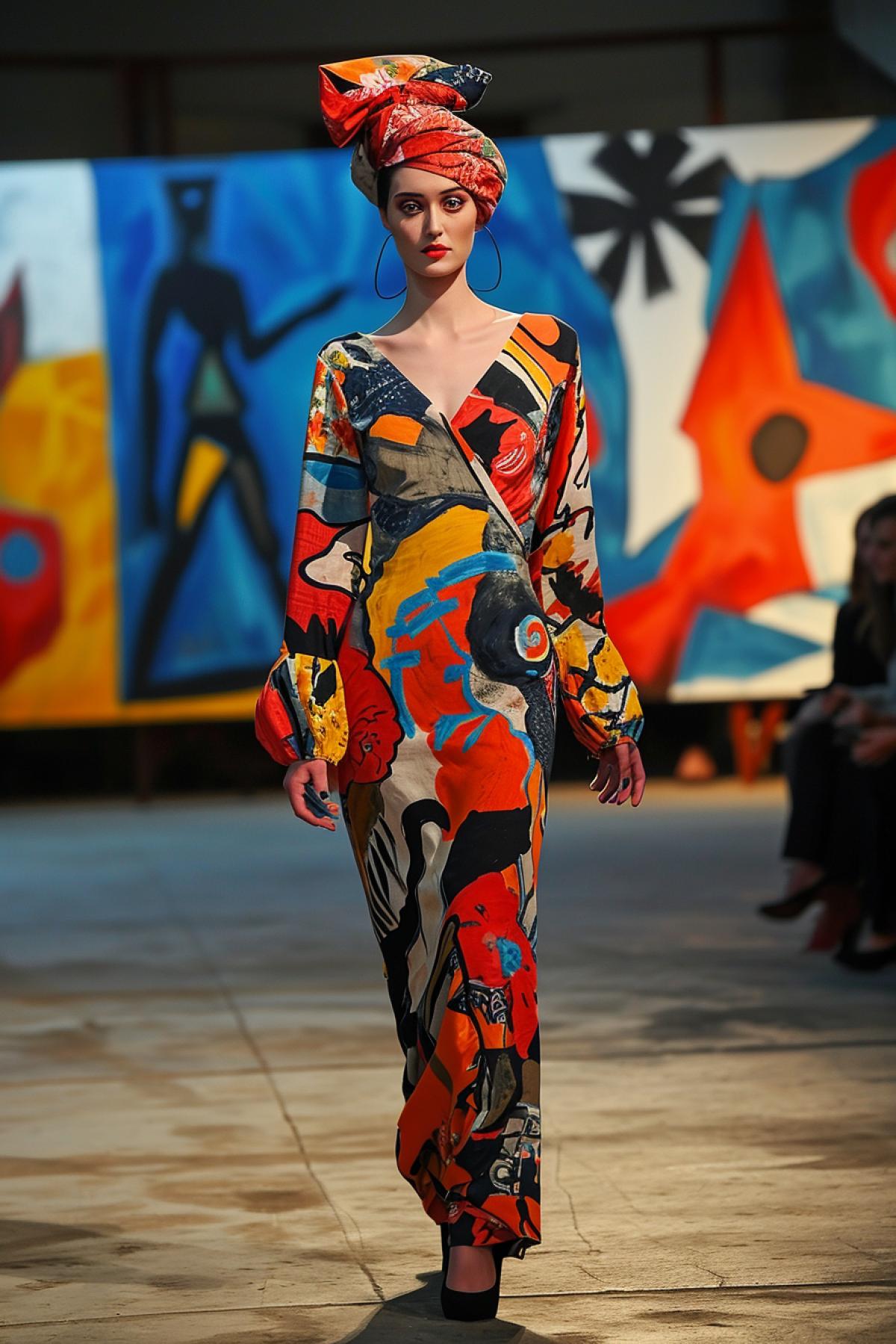 Fashion show in the style of Picasso paintings