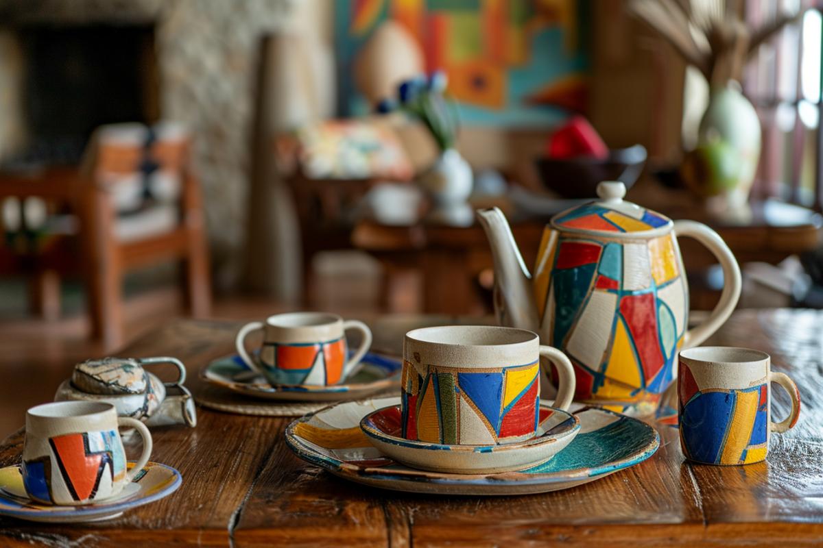 Table, Tea set in the style of Picasso paintings
