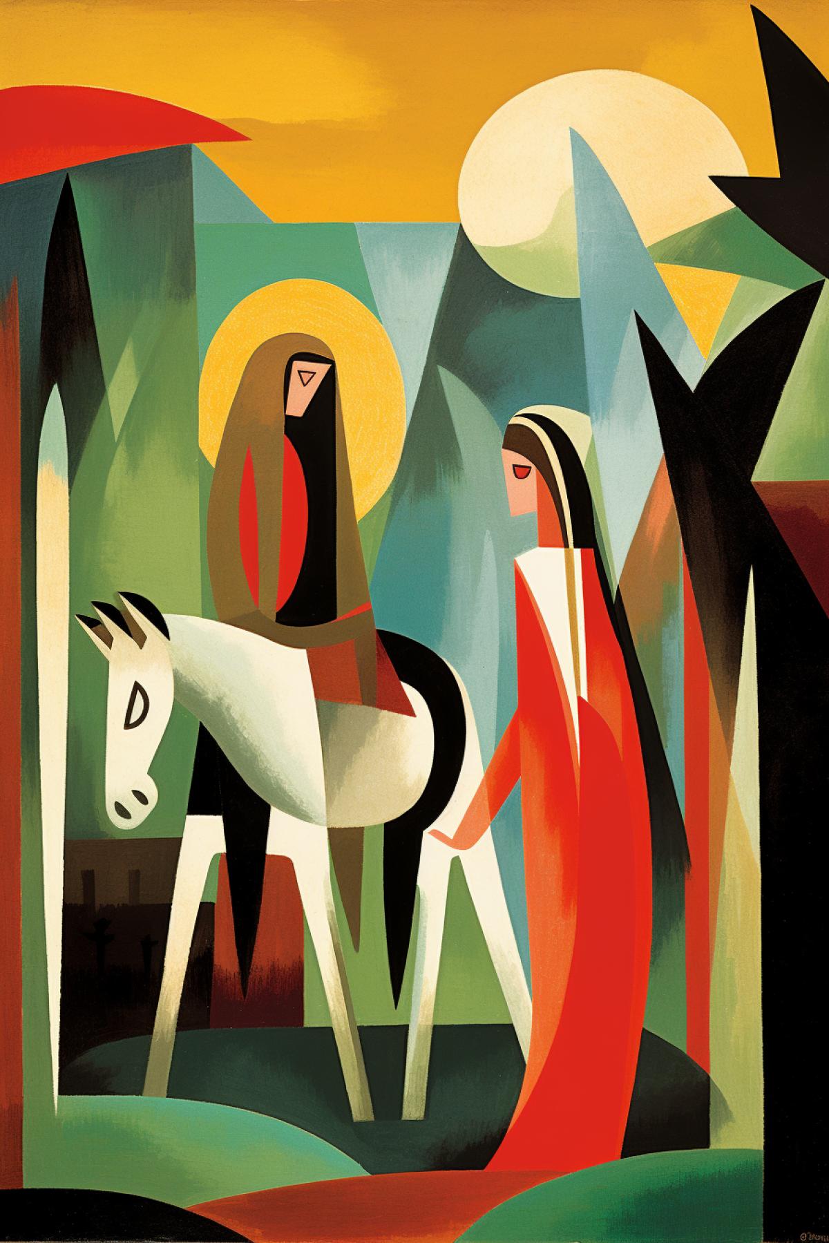 The Coming of Jesus in the style of Picasso