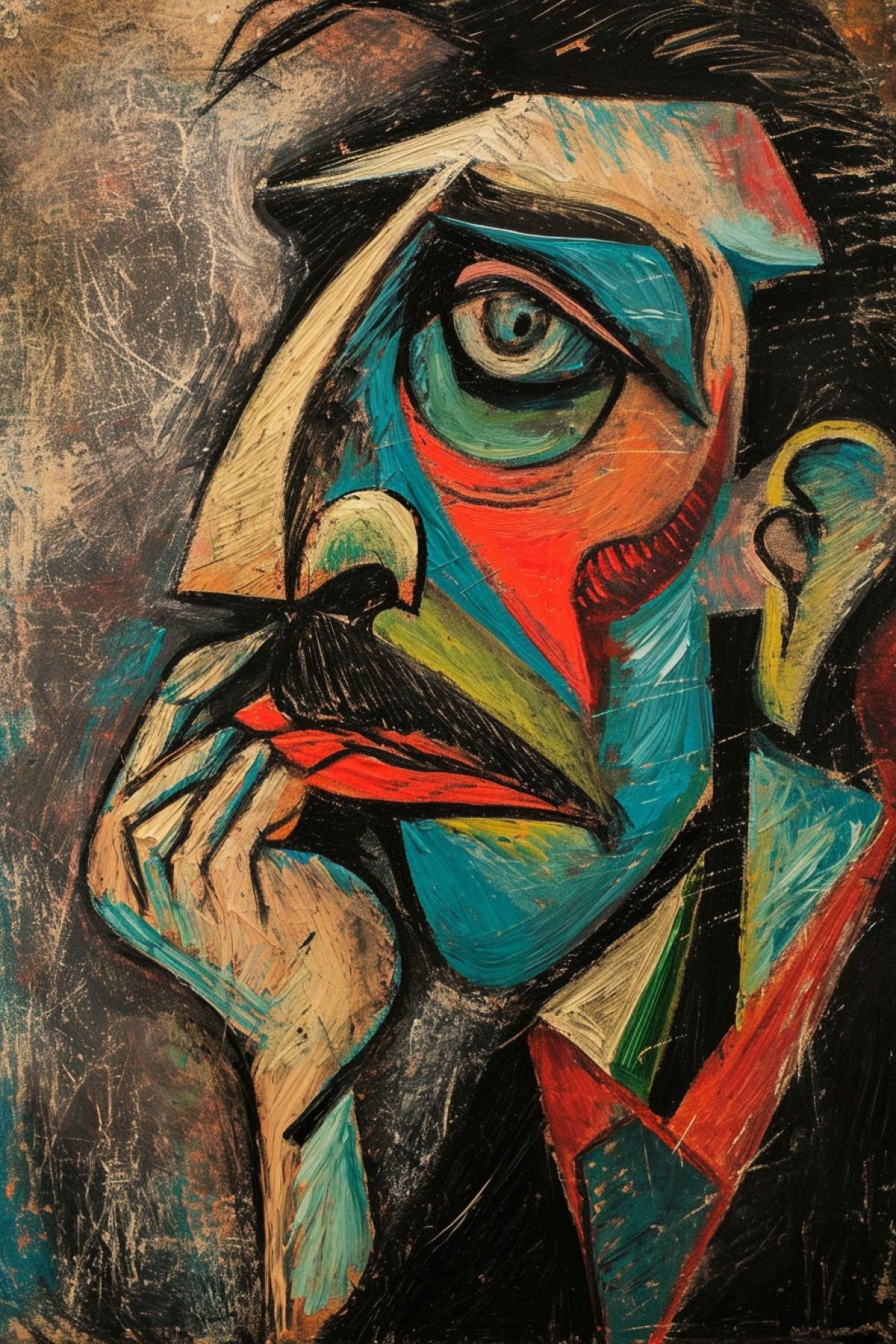 Picasso style, pumped up man