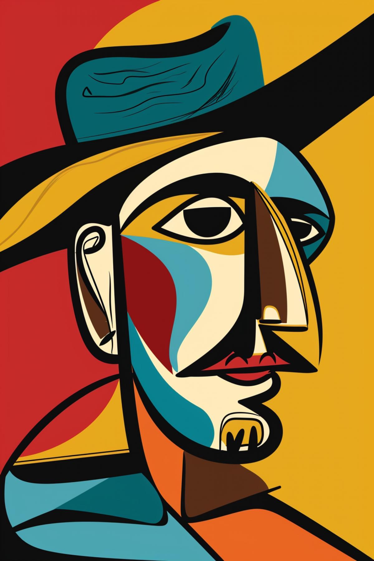 Space in the style of Pablo Picasso, social advertising