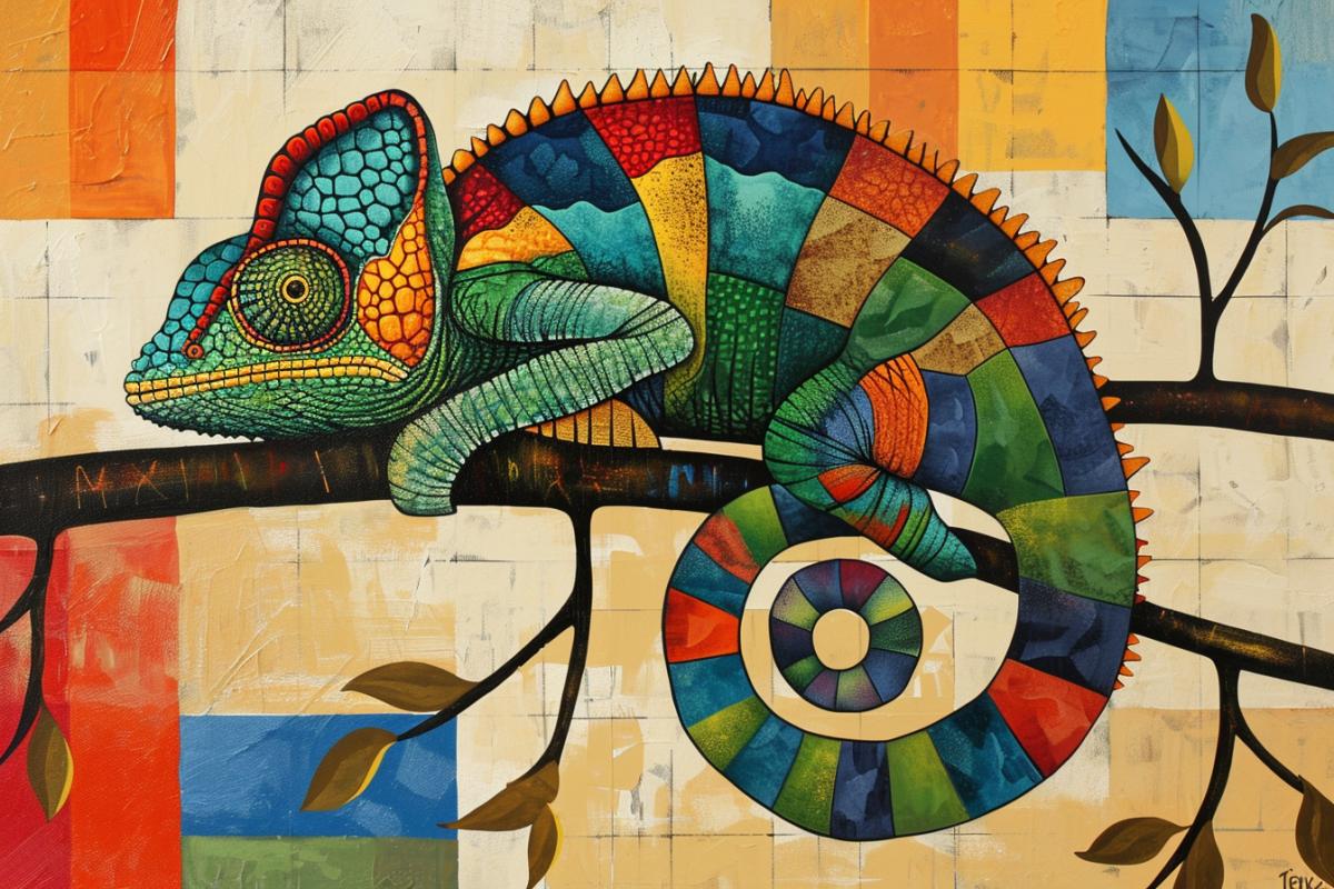 Chameleon in Picasso style