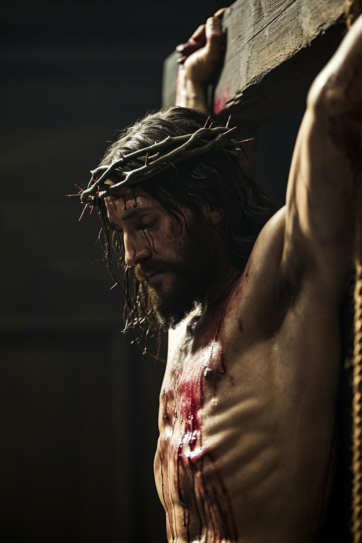 Jesus Christ prays to the Father on the cross of Calvary