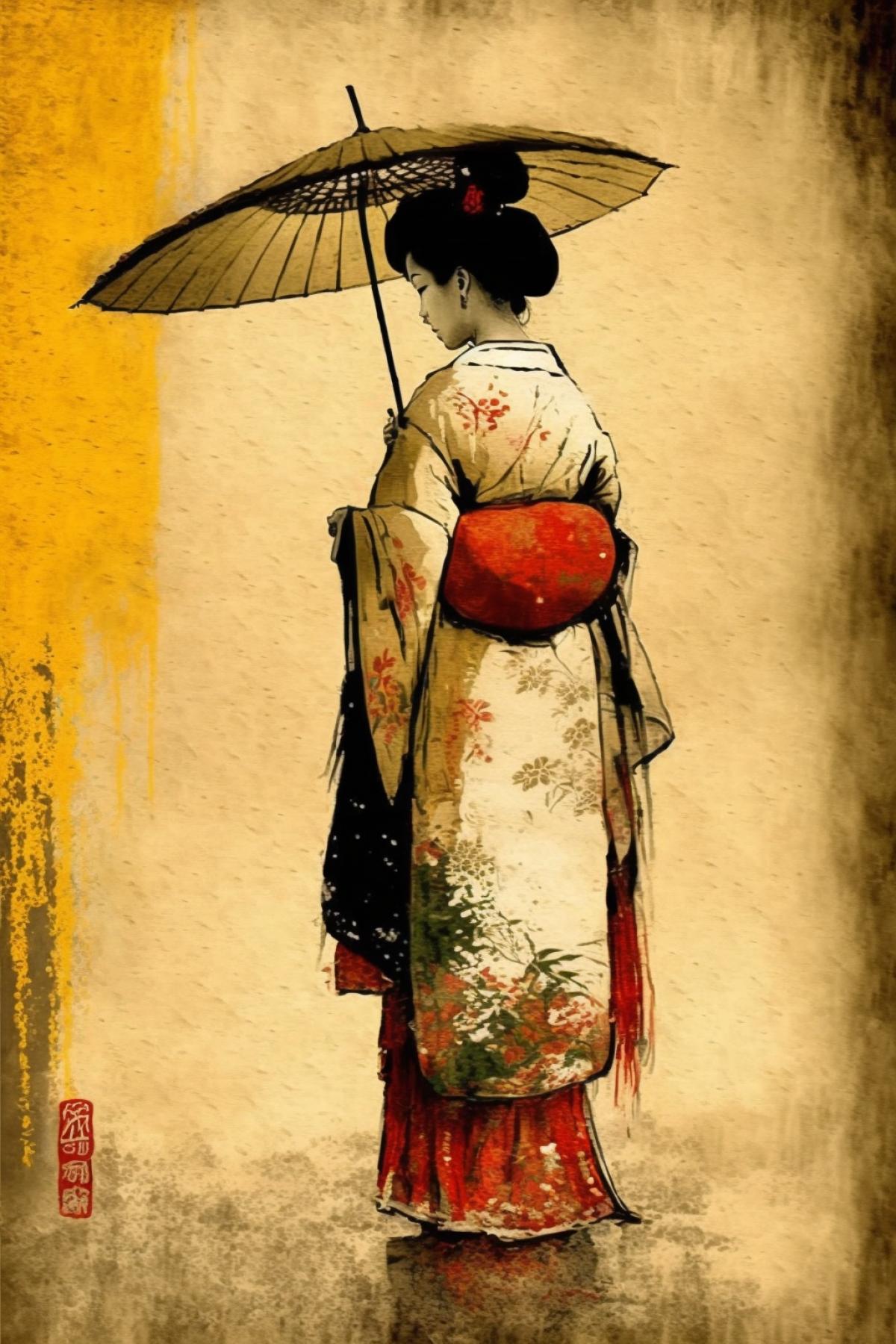 in the style of traditional Japanese painting
