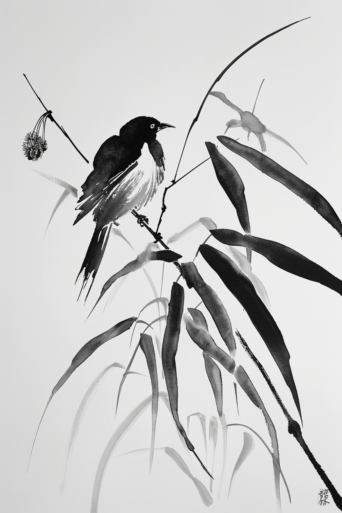 Painting using sumi e technique