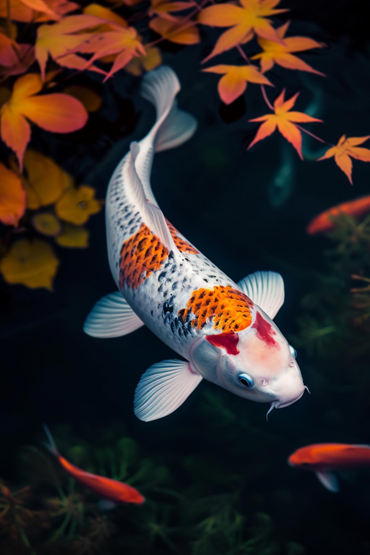 Koi fish, dark background