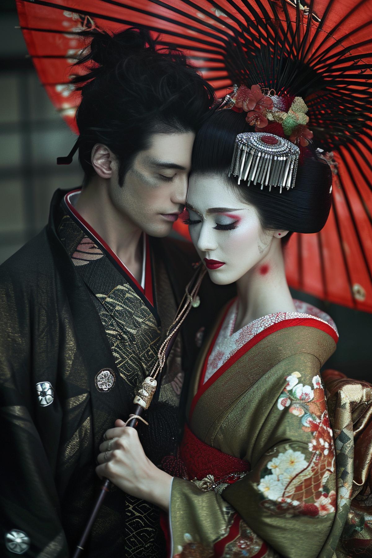 geisha and samurai, Japanese culture, gothic style