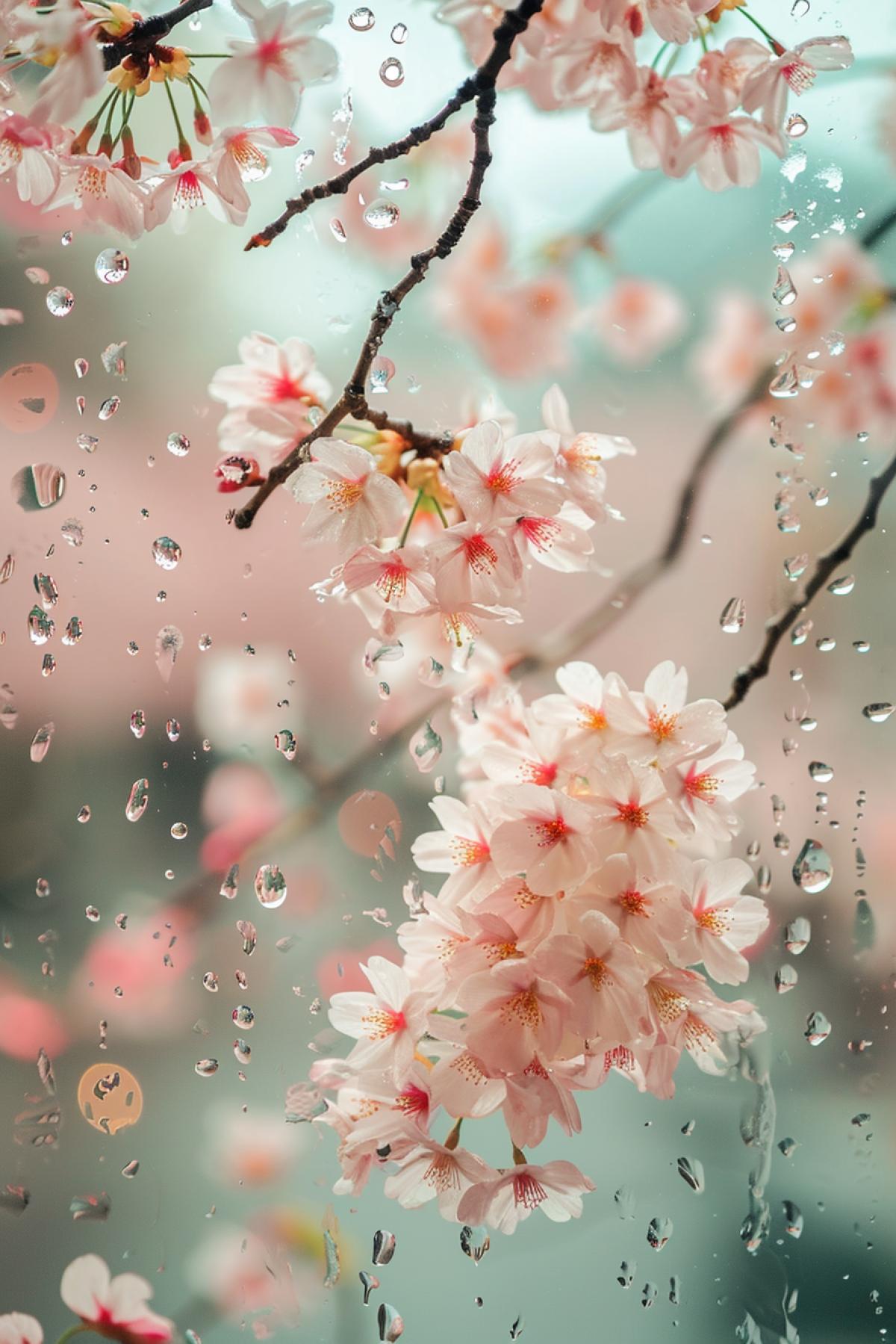 Sakura reflected in glass, Japanese culture