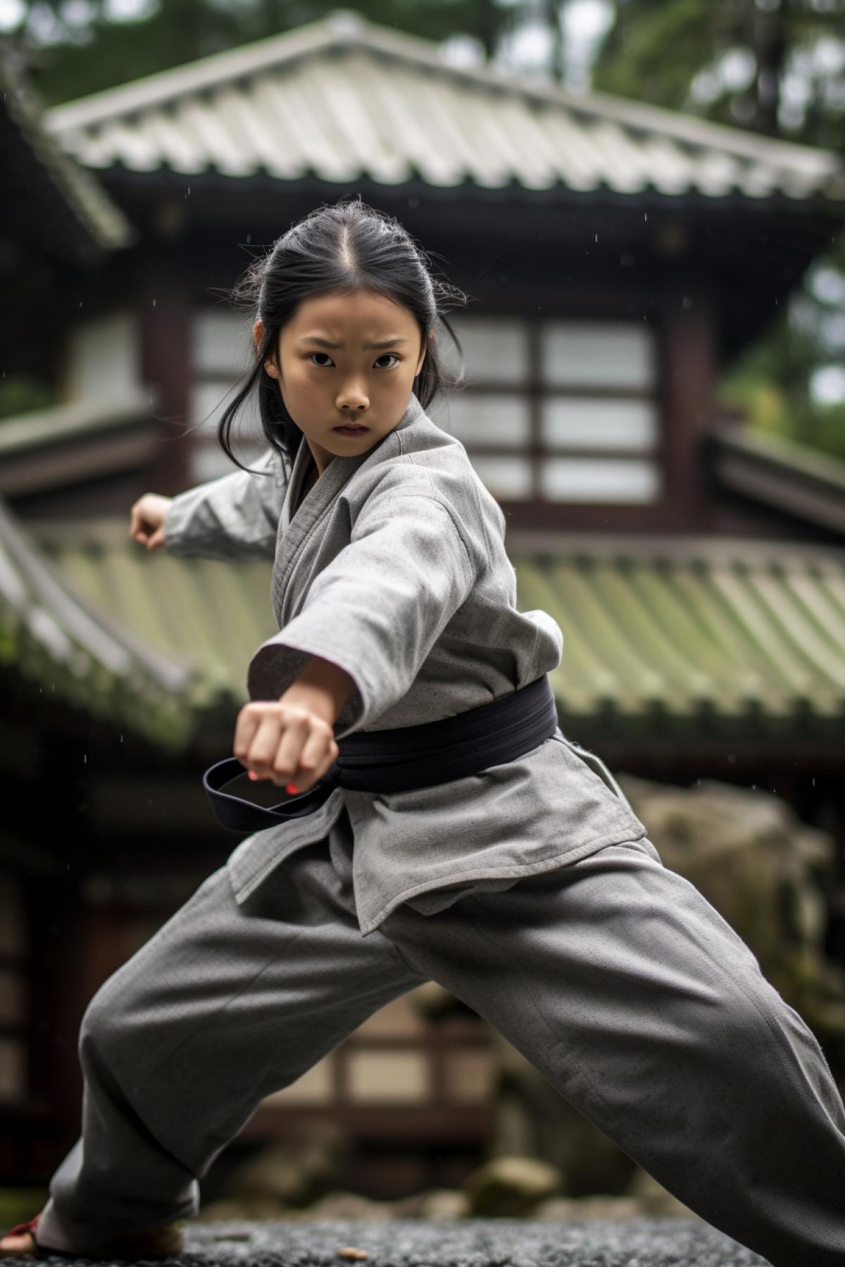 A girl from Japan practices kung fu