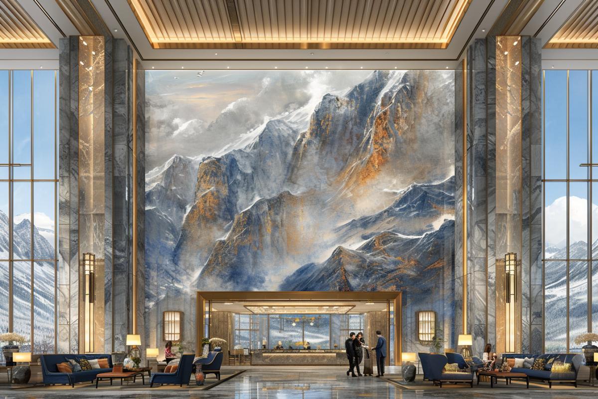 Exquisite expensive hotel, Japanese-style interior, luxurious ladies.