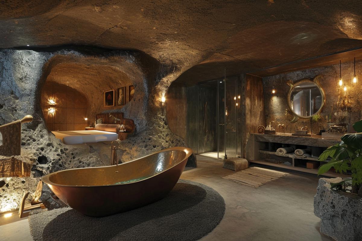An exotic luxury hotel for spoiled millionaires who want to feel like dirty man people. Elite hotel in the form of a dirty man mans hut room